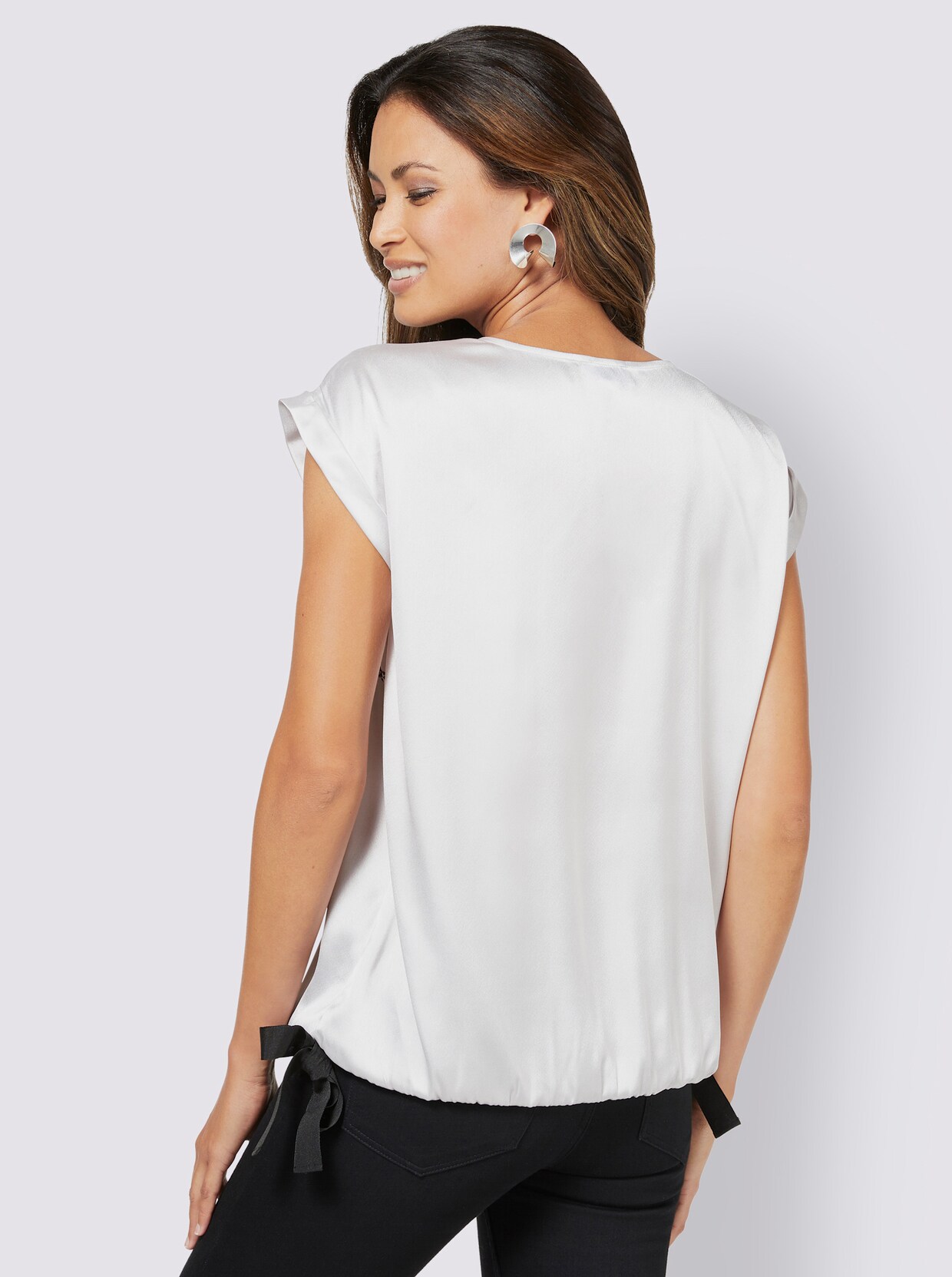 Comfortabele blouse - ecru/kaki geprint