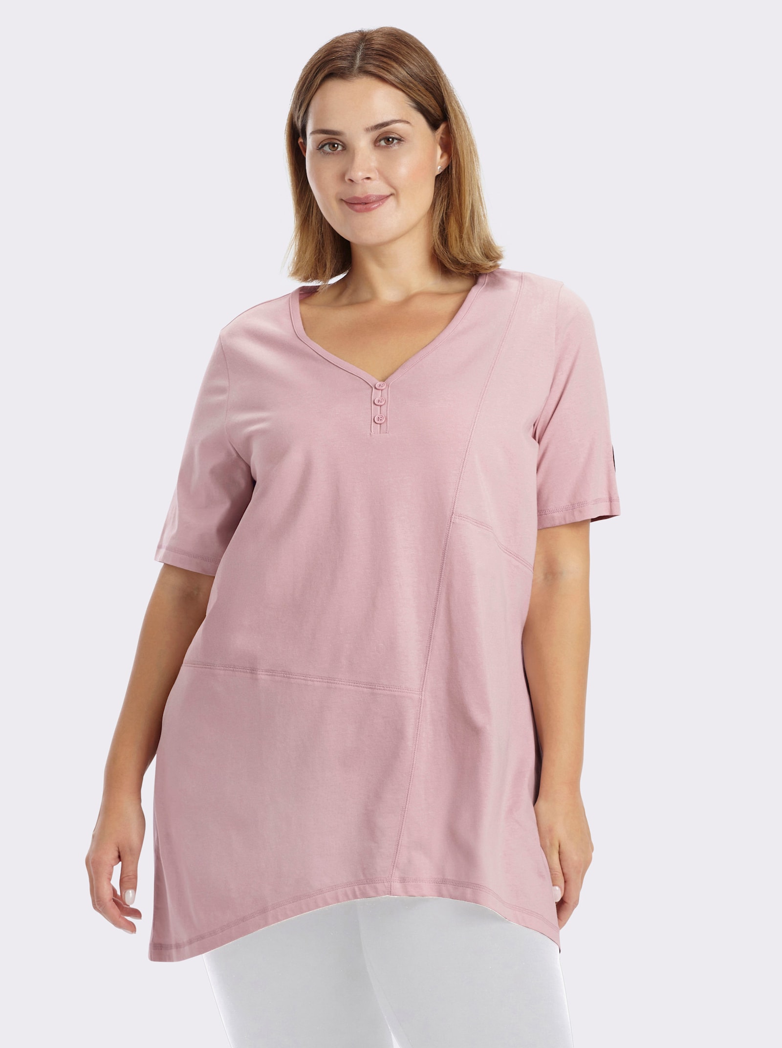 sheego Longshirt mit gerundetem Saum - hortensie