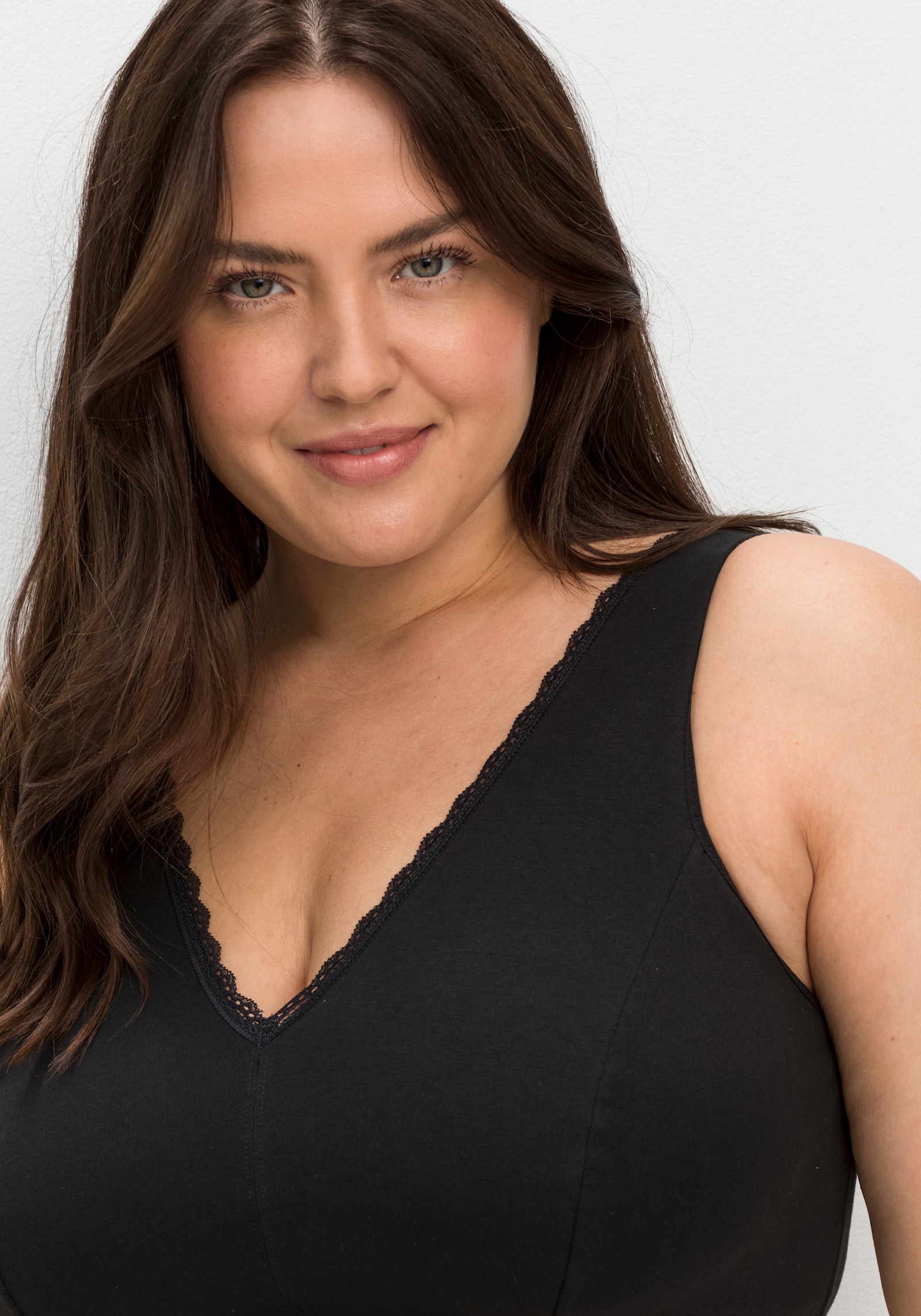 sheego Bügelloser BH in Bustier-Form, im Doppelpack - schwarz + weiß