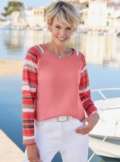 Langarmshirt mit Raglan-Ärmeln - flamingo-bedruckt