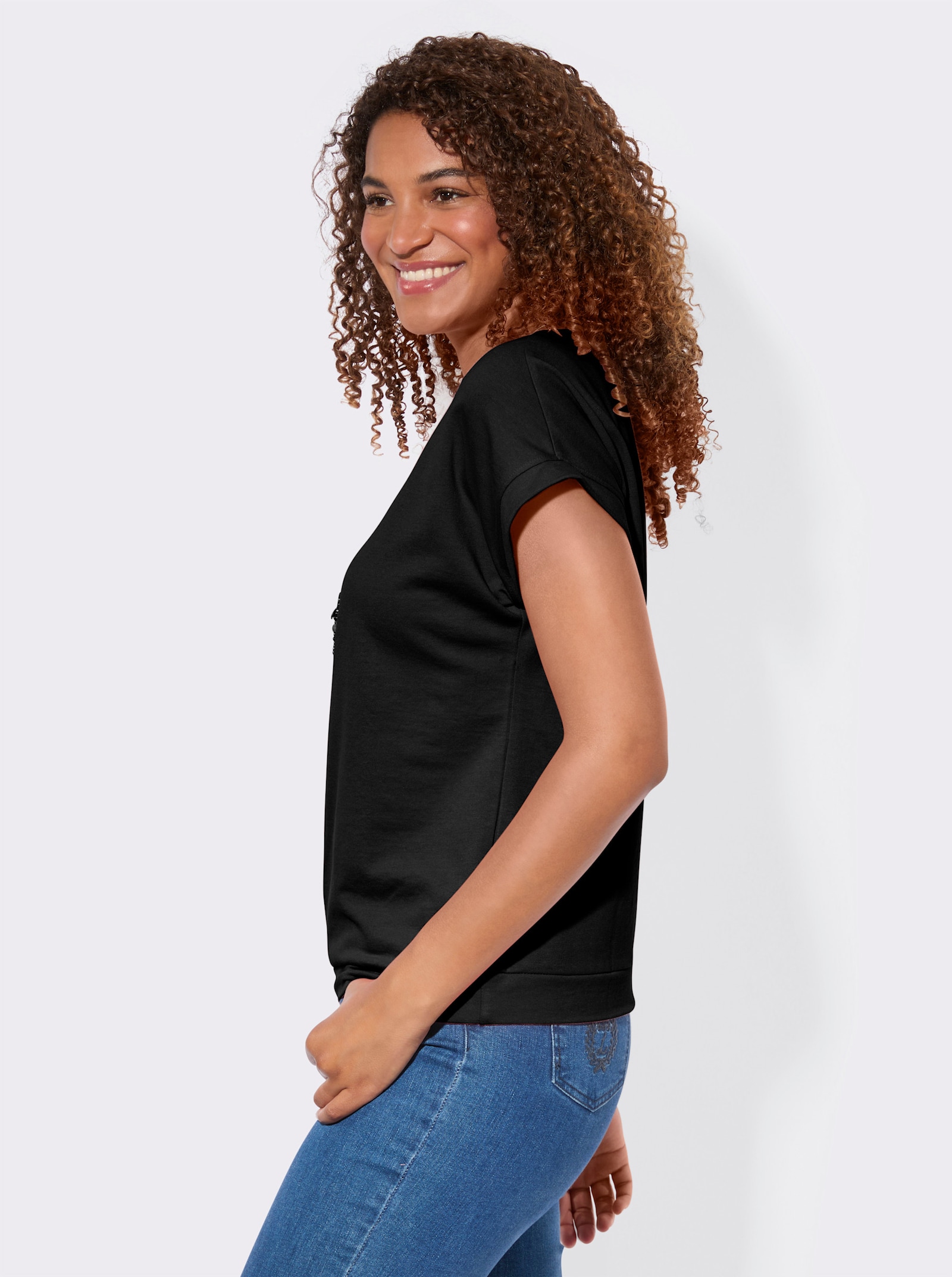 Sweatshirt im Baumwoll-Mix - schwarz