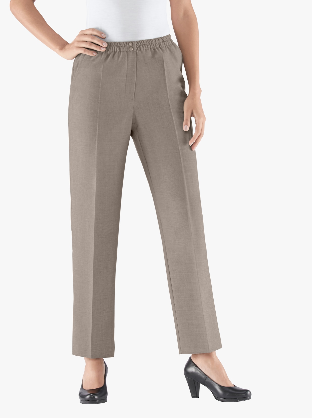 comfortbroek - beige gemêleerd