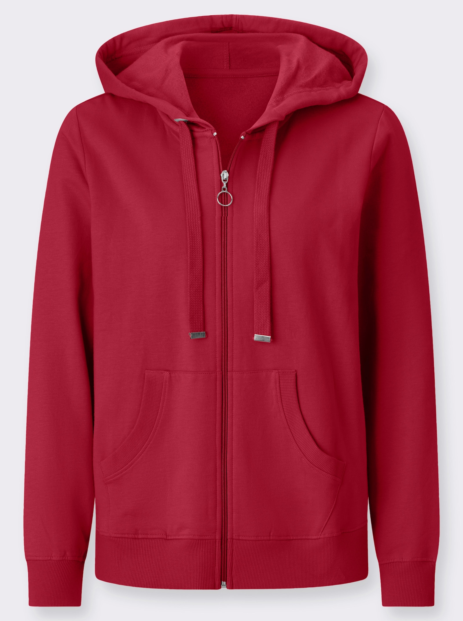 Sweatjacke mit Känguru-Taschen - rot