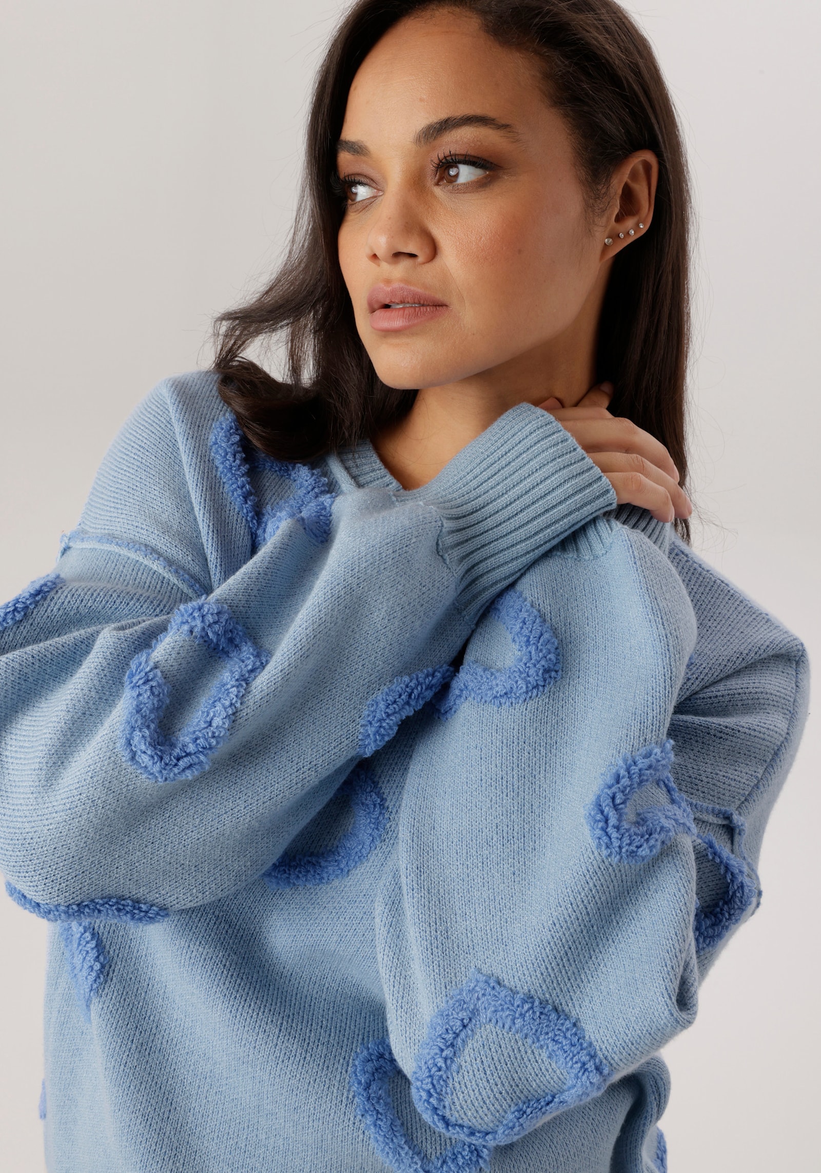 Aniston PLUS Strickpullover - hellblau-blau