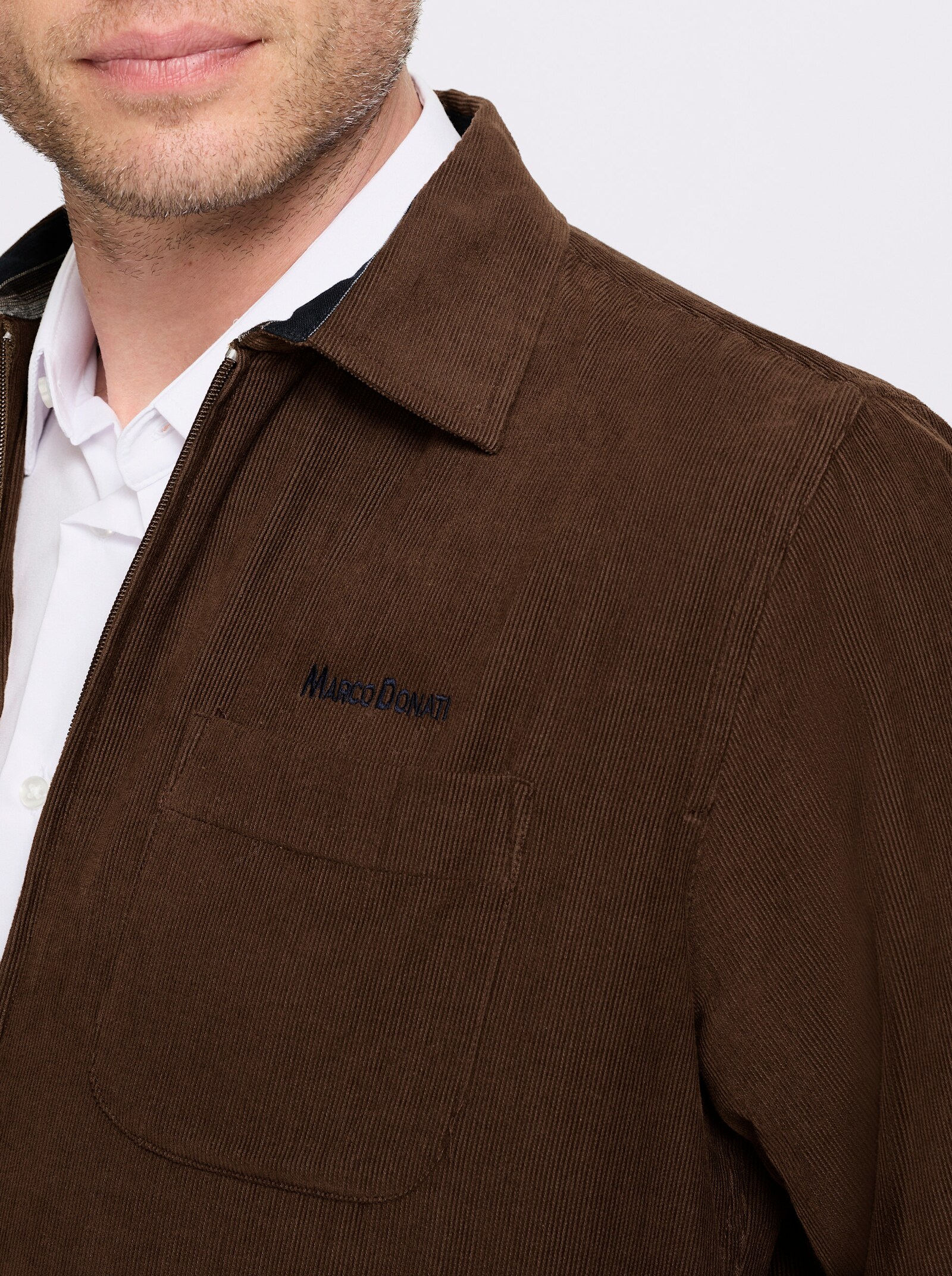 Marco Donati Langarmhemd in Microcord-Qualität - schoko