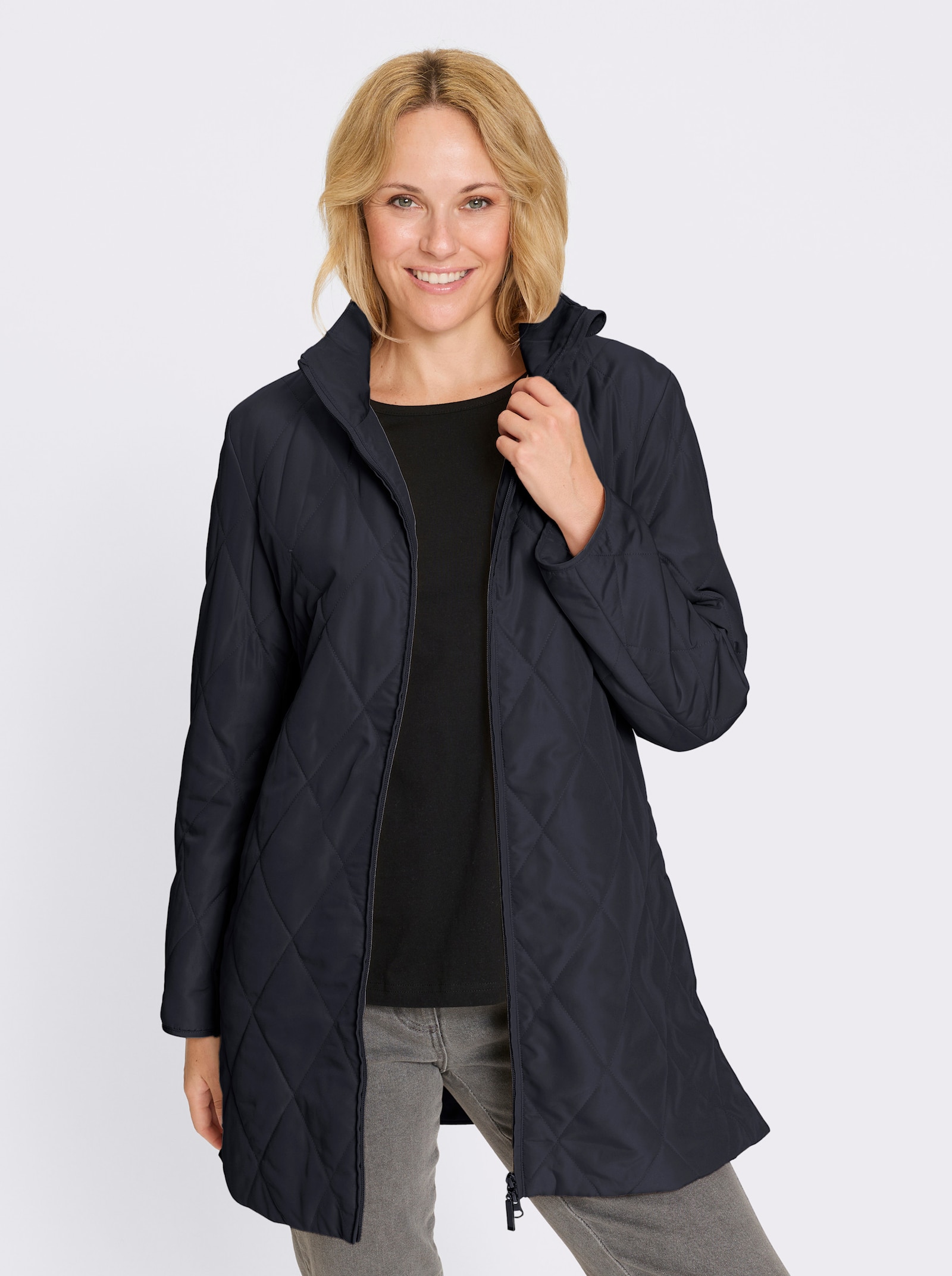 Longjacke mit Rautensteppung - marine