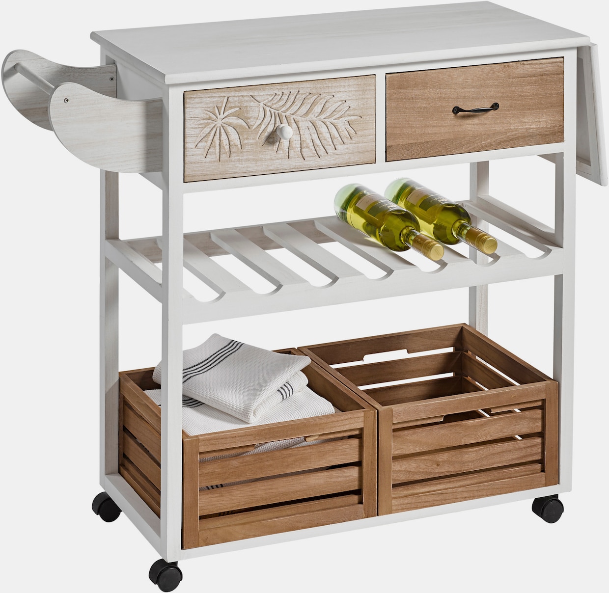 heine home Keukenwagen - wit/naturel