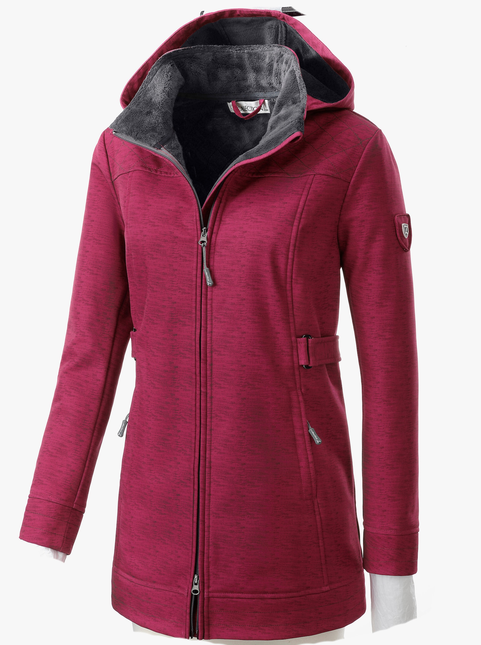 Softshelljacke gefüttert, wasserabweisend - himbeer-meliert