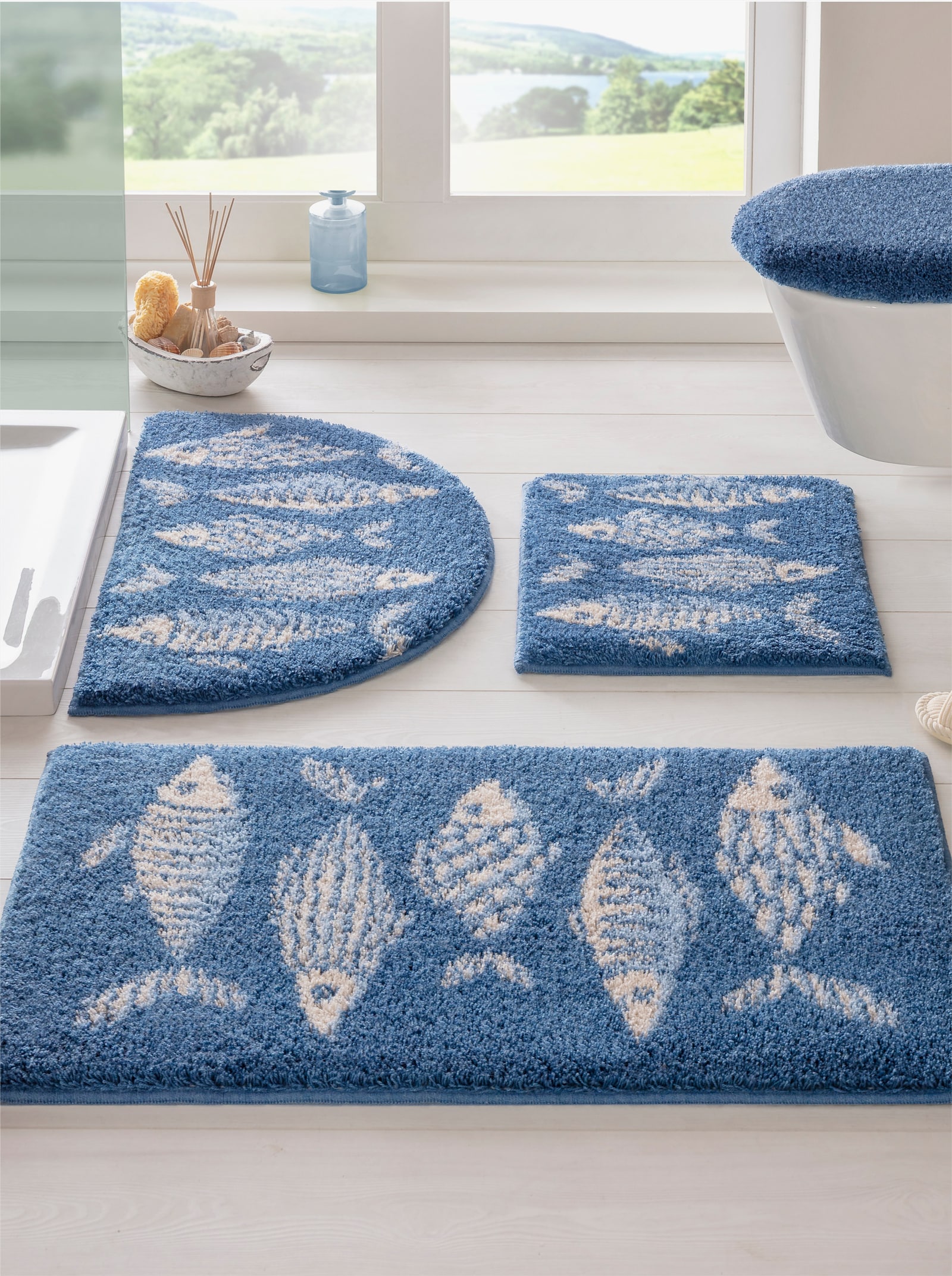 Grund Badematte - blau-beige