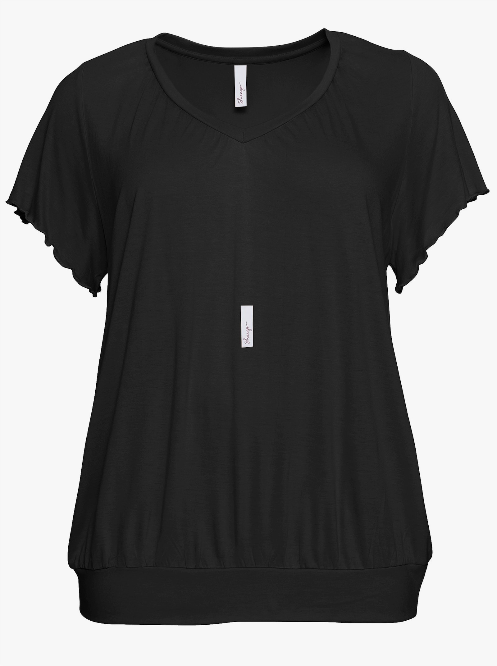 sheego T-shirt met brede band en vleermuismouwen - zwart