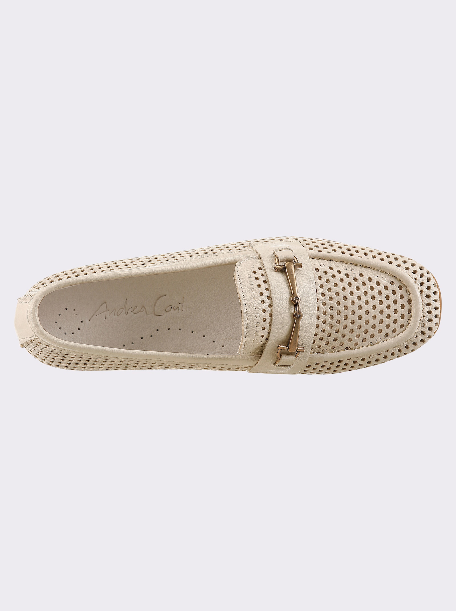 Andrea Conti Slipper mit feinem Lochmuster - creme
