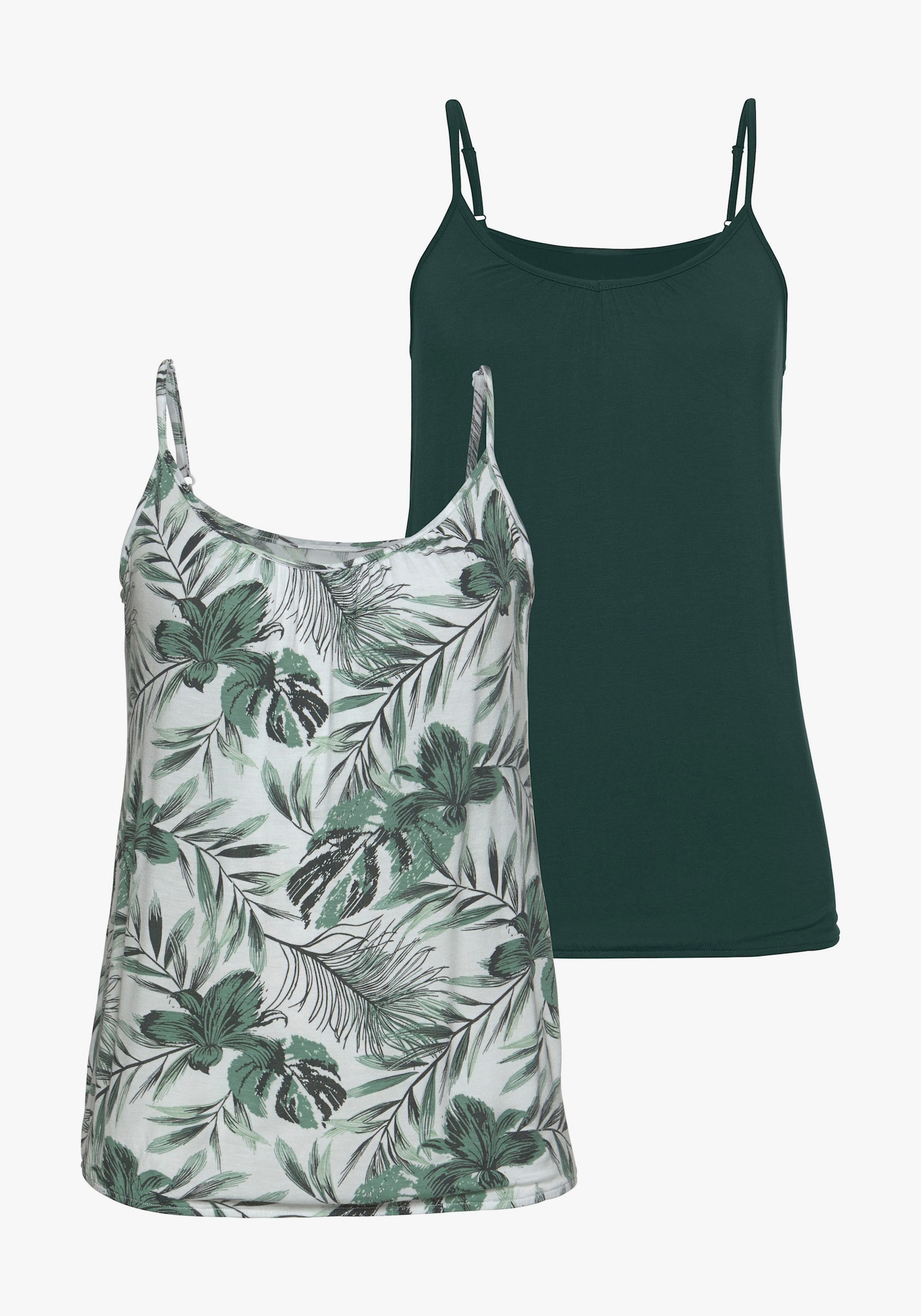 LASCANA Spaghettitop - weiss-bedruckt, dunkelgrün