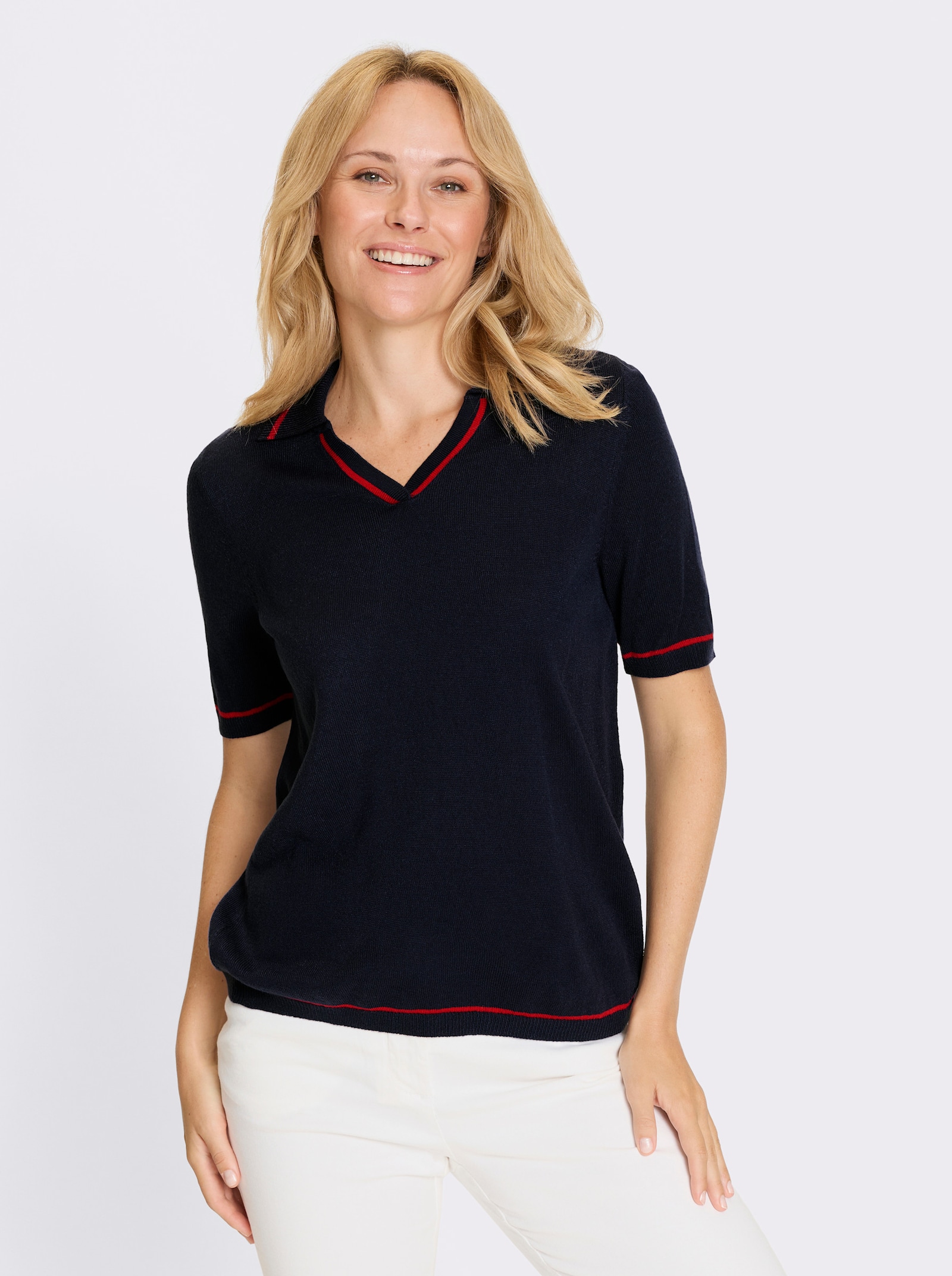 Polopullover mit Kontrast-Akzenten - marine