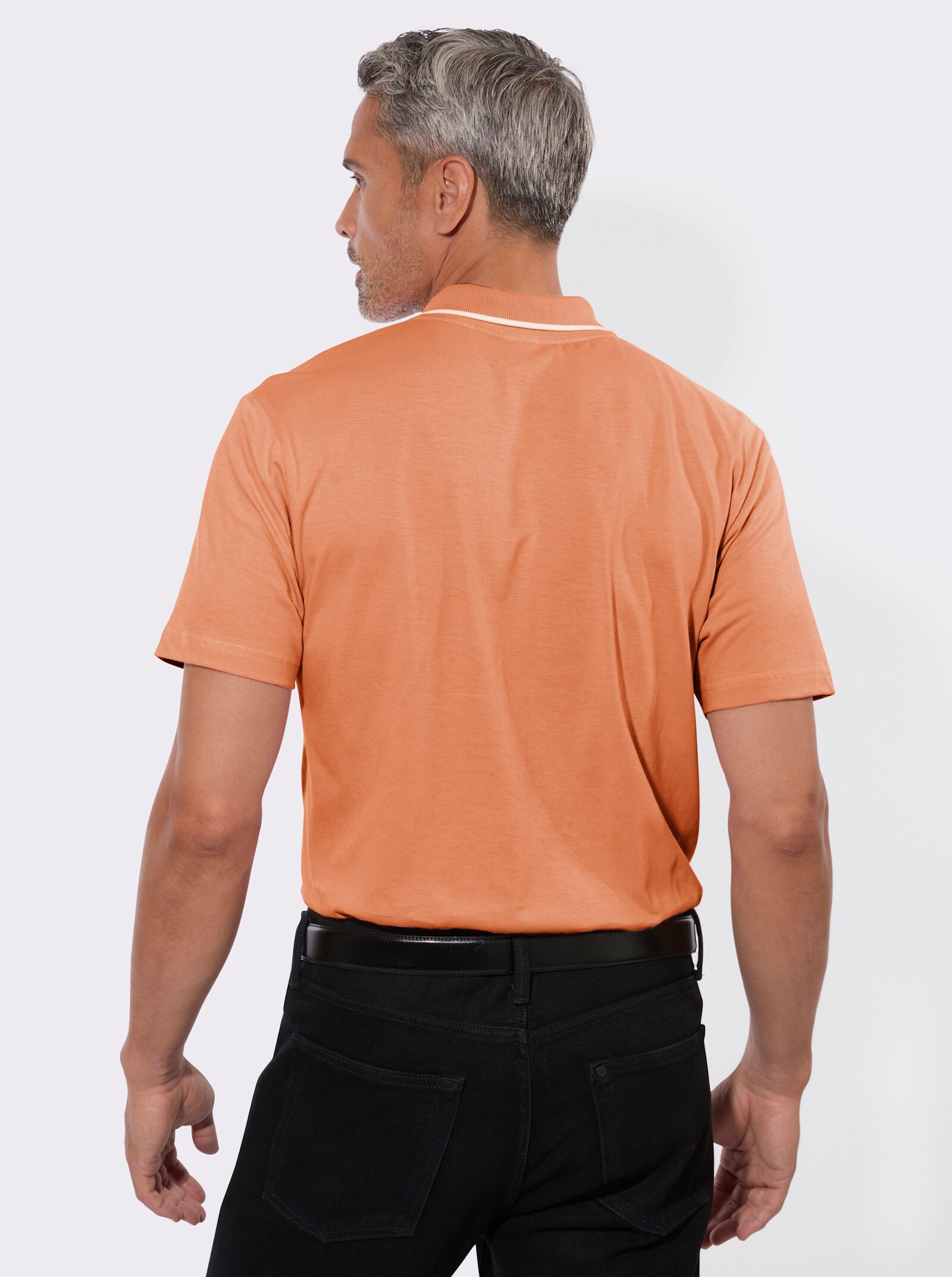Poloshirt mit Kontrast-Details - papaya