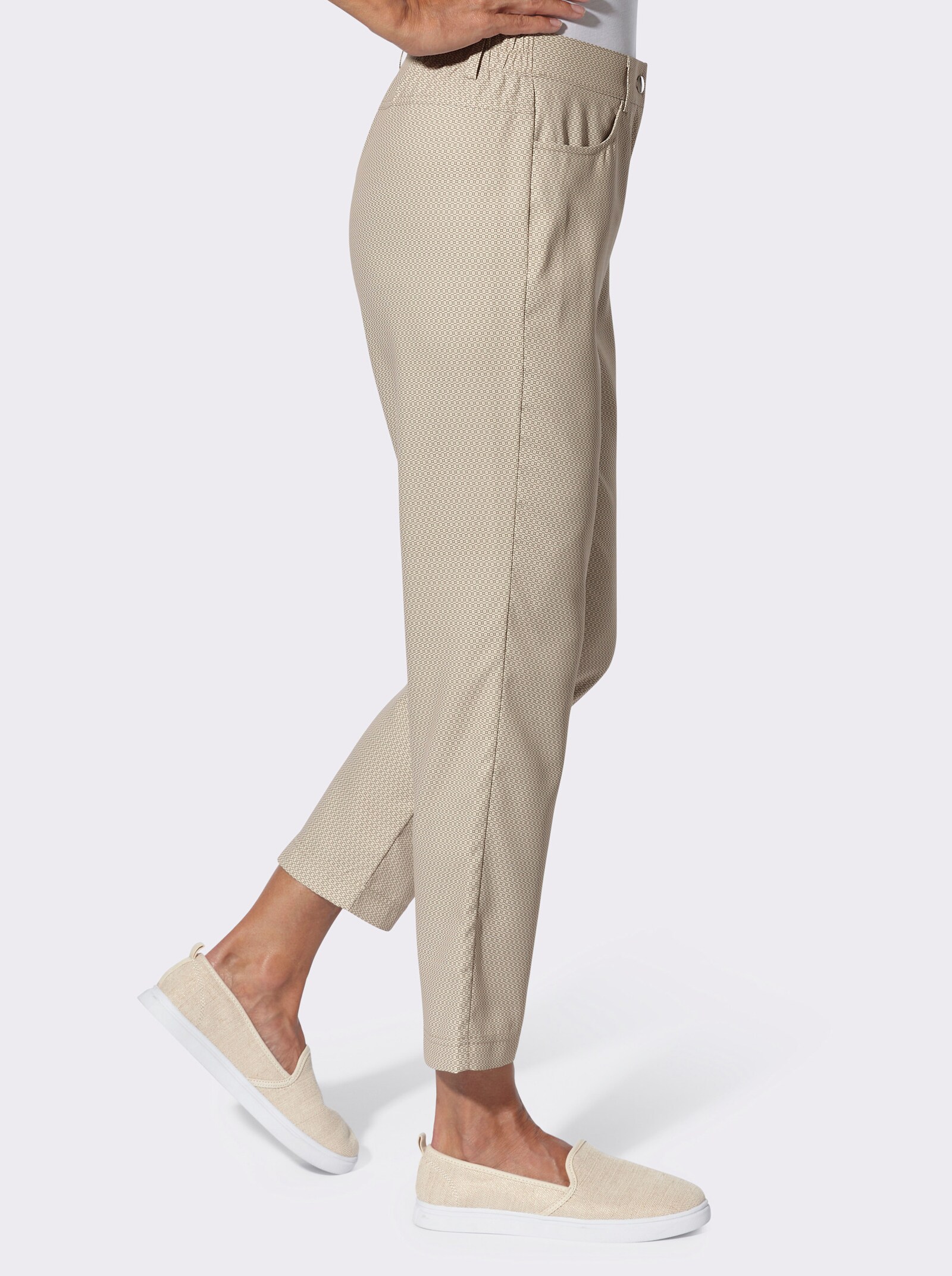 7/8-Hose im Minimal-Muster - taupe-bedruckt