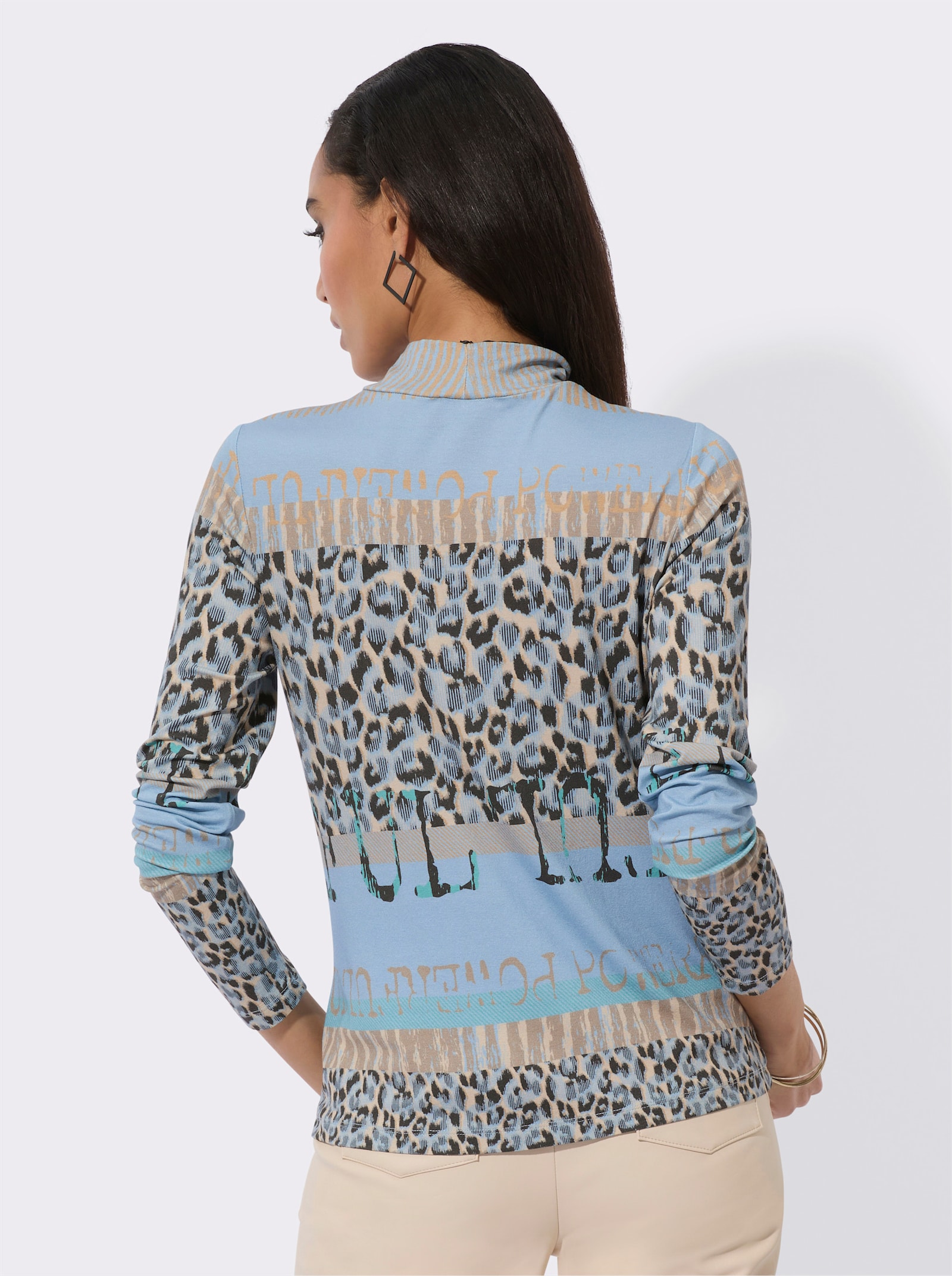 Stehkragenshirt im Dessinmix - grau-graphit-gemustert