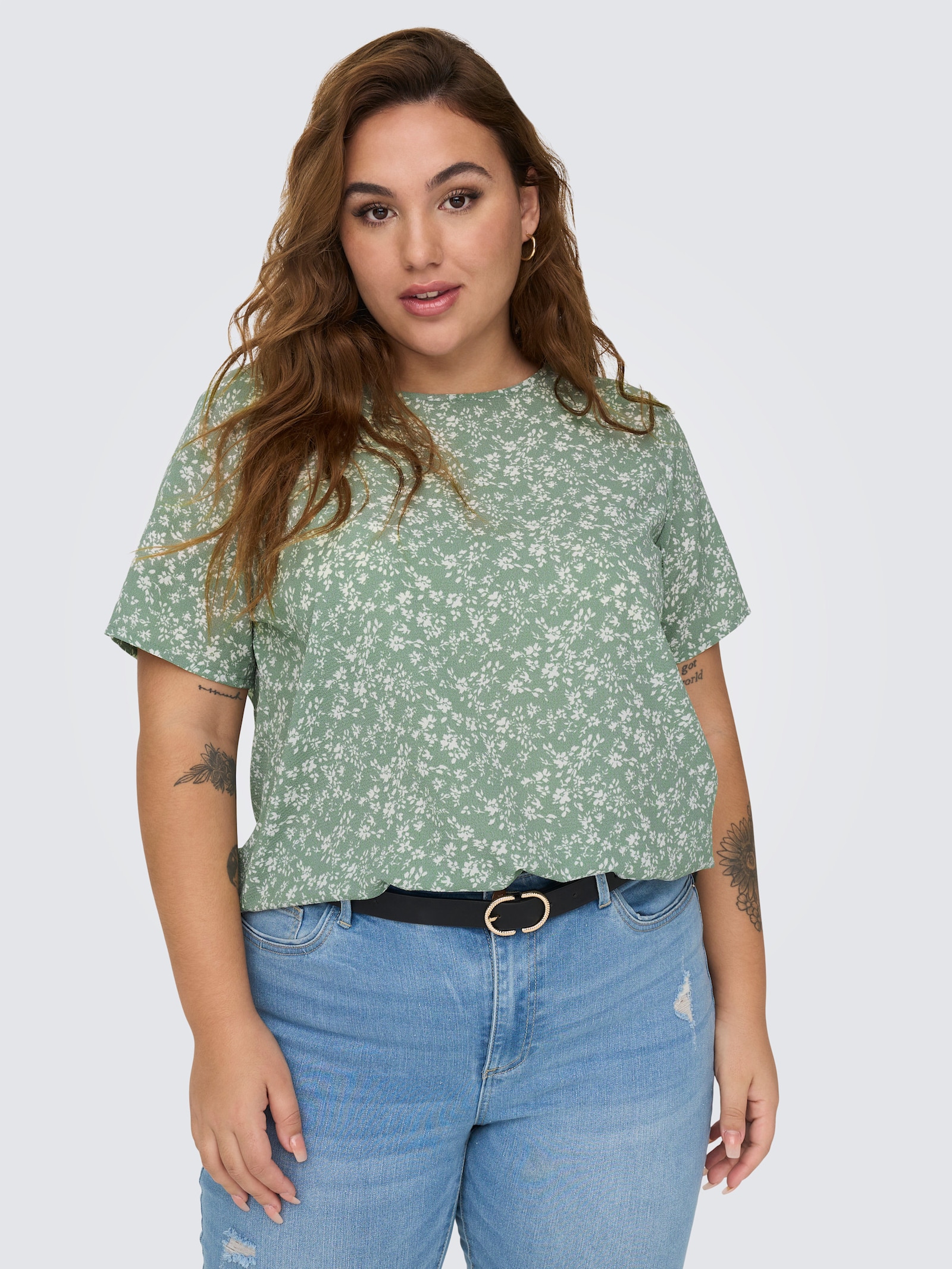 ONLY CARMAKOMA Shirtbluse - lilypad aop:emma mono flower