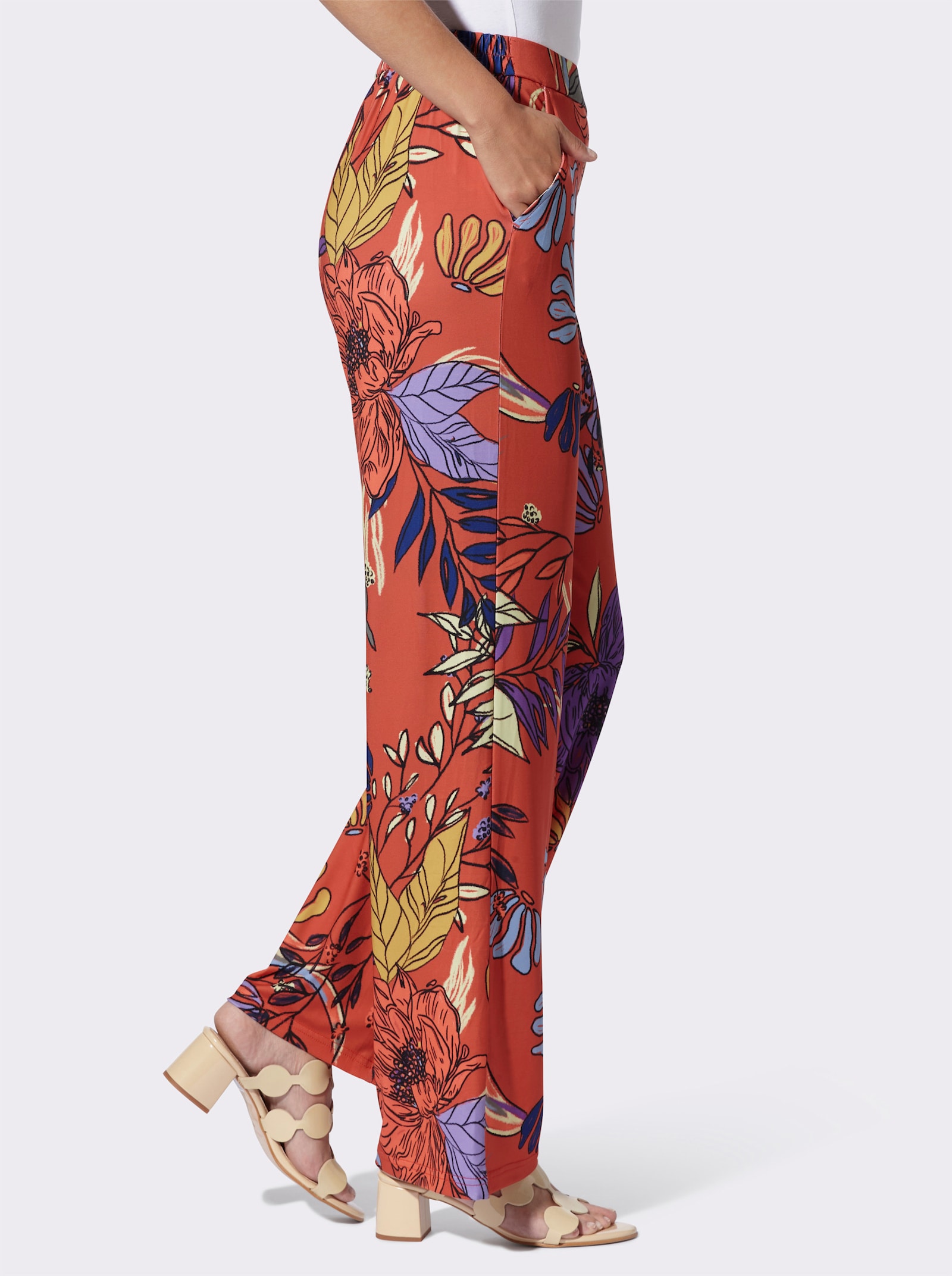 heine Druckhose mit Dehnbund - terra-lavendel-bedruckt