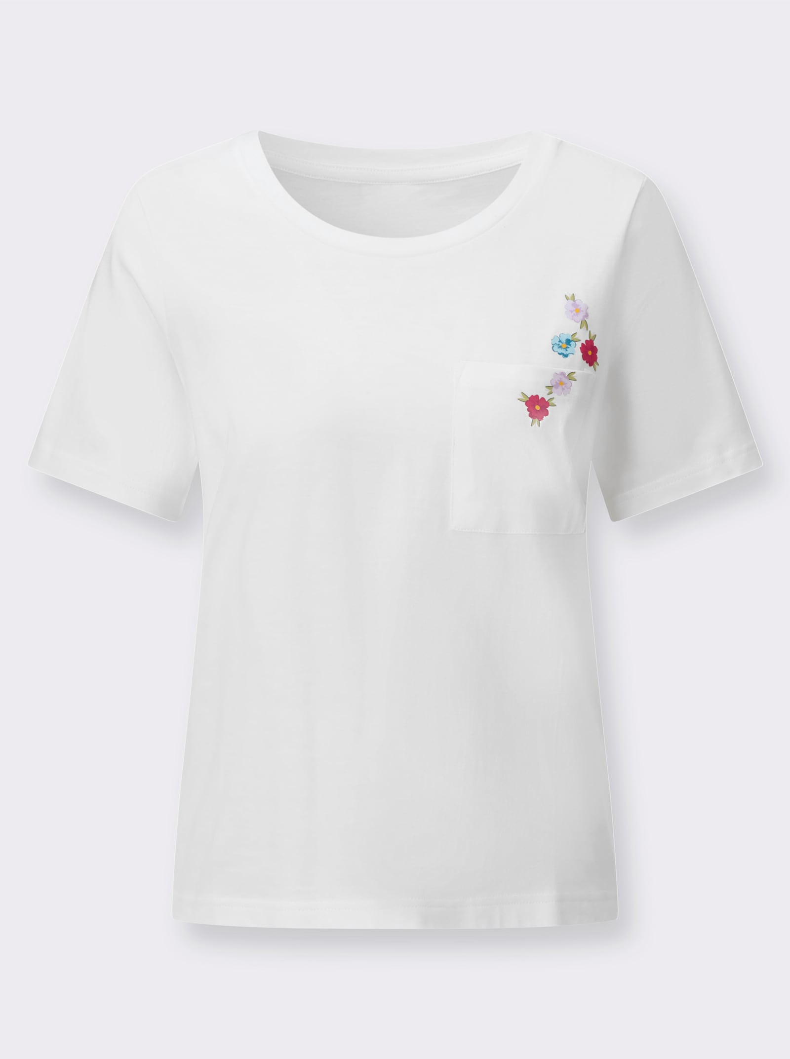 Shirt met ronde hals en bloemenprint - ecru