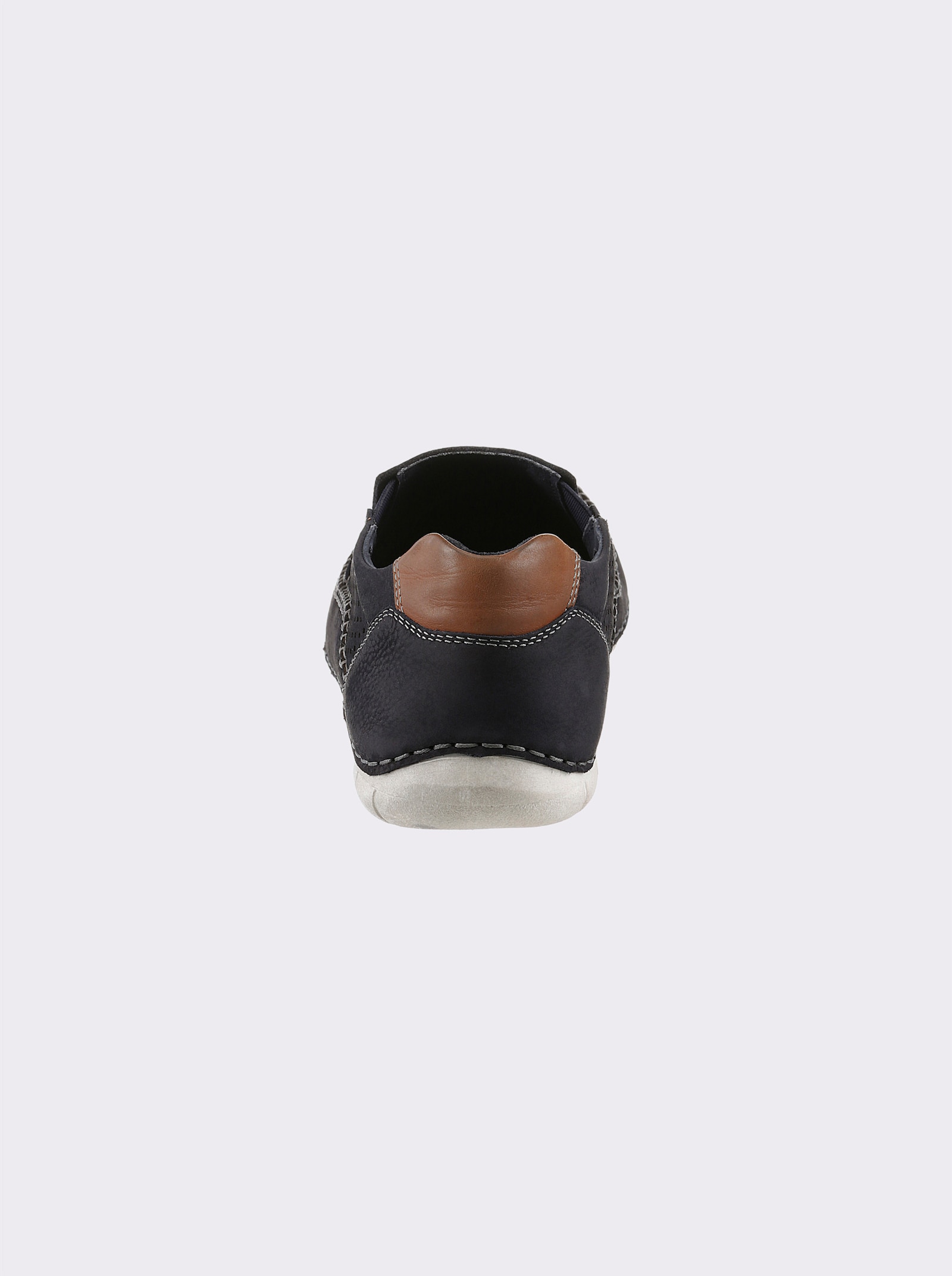 Naturläufer Slipper aus Nubukleder, mit Perforation - dunkelblau