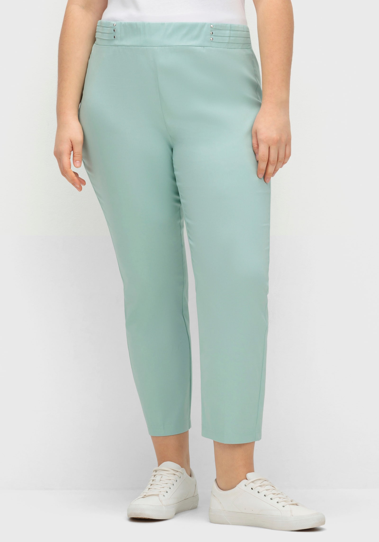 Schlupfhose mit Bügelfalten - kalkmint