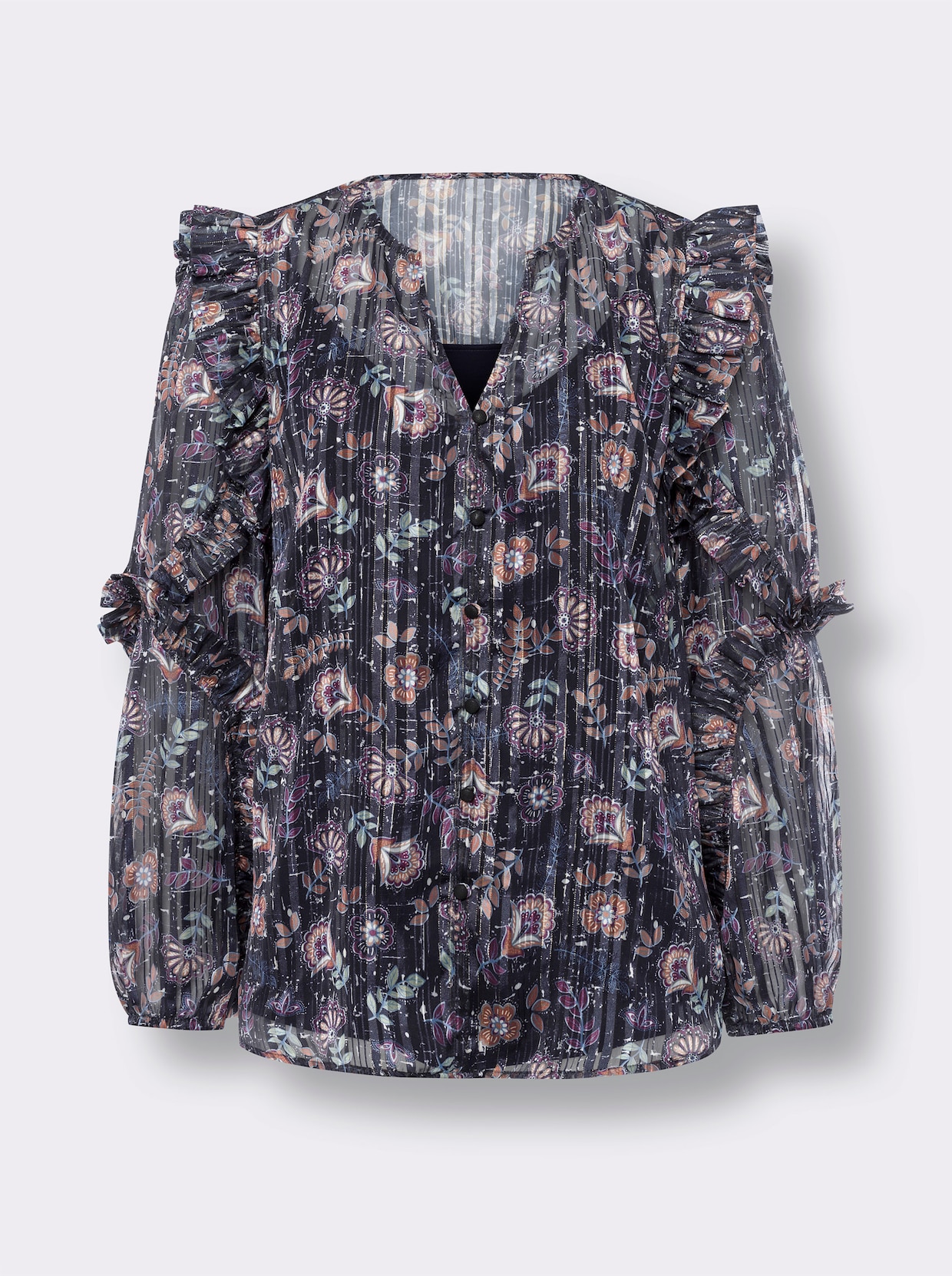 heine 2-in-1-blouse met print - marine/middenblauw bedrukt