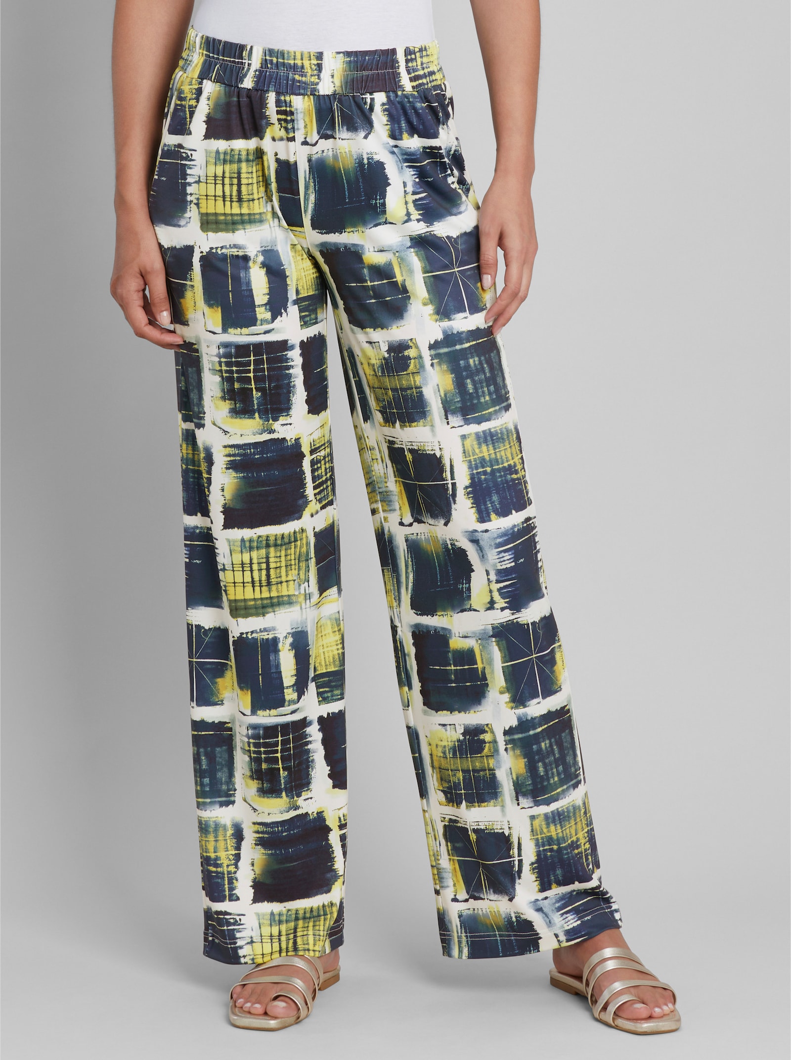 heine Druckhose mit weitem Bein - marine-ecru-bedruckt
