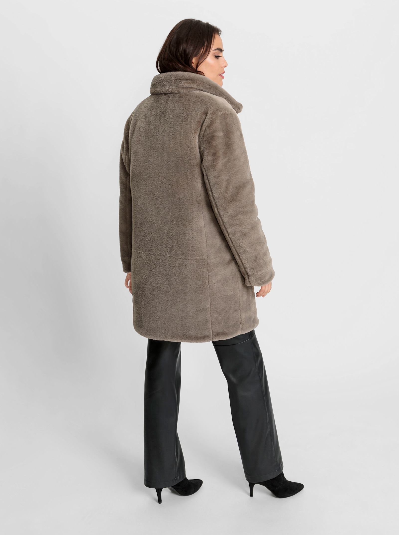heine Wendejacke aus Stepp und Pelz-Imitat - taupe