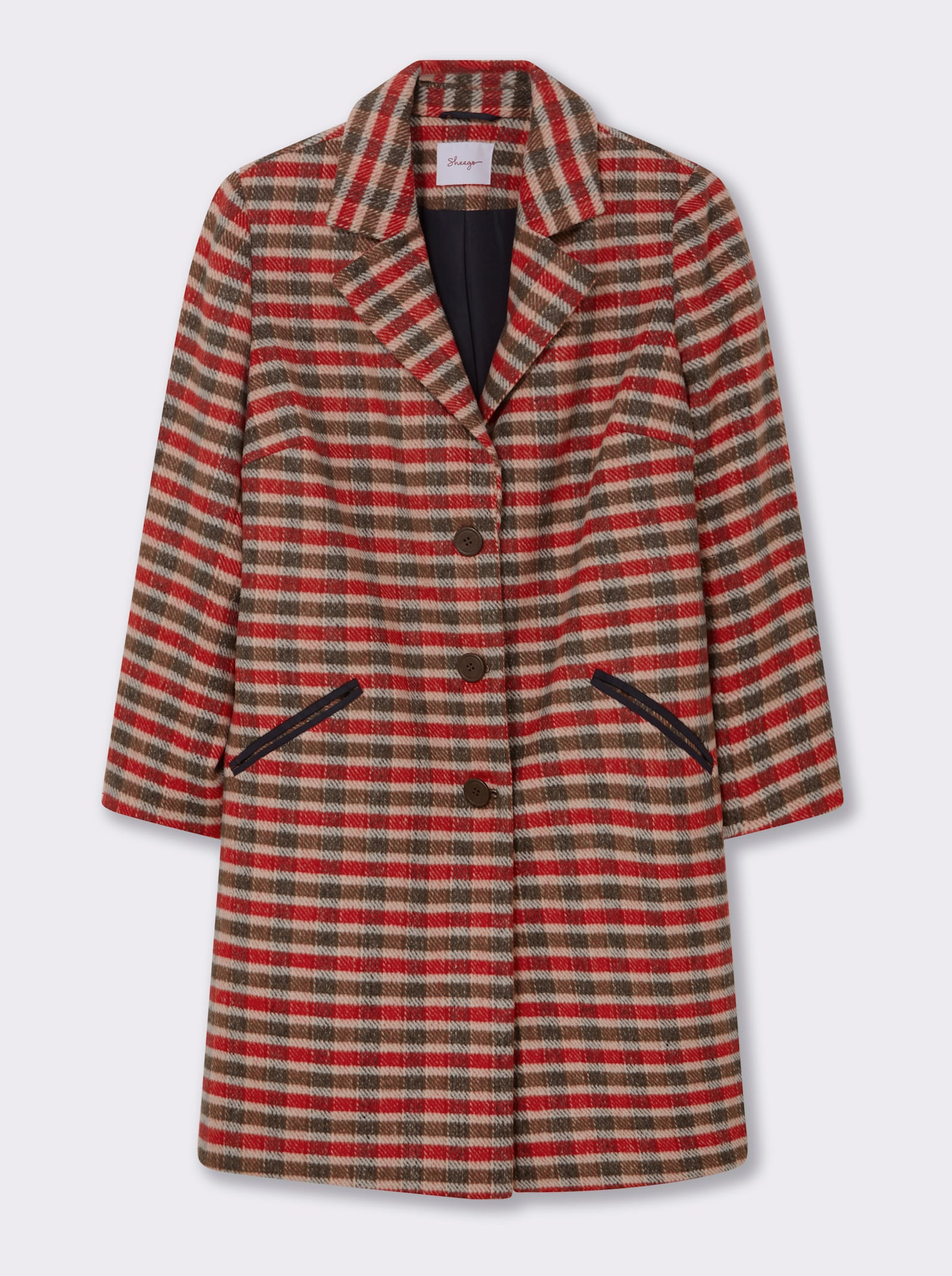 sheego Wintermantel mit Karomuster - sand-kirsche-gemustert