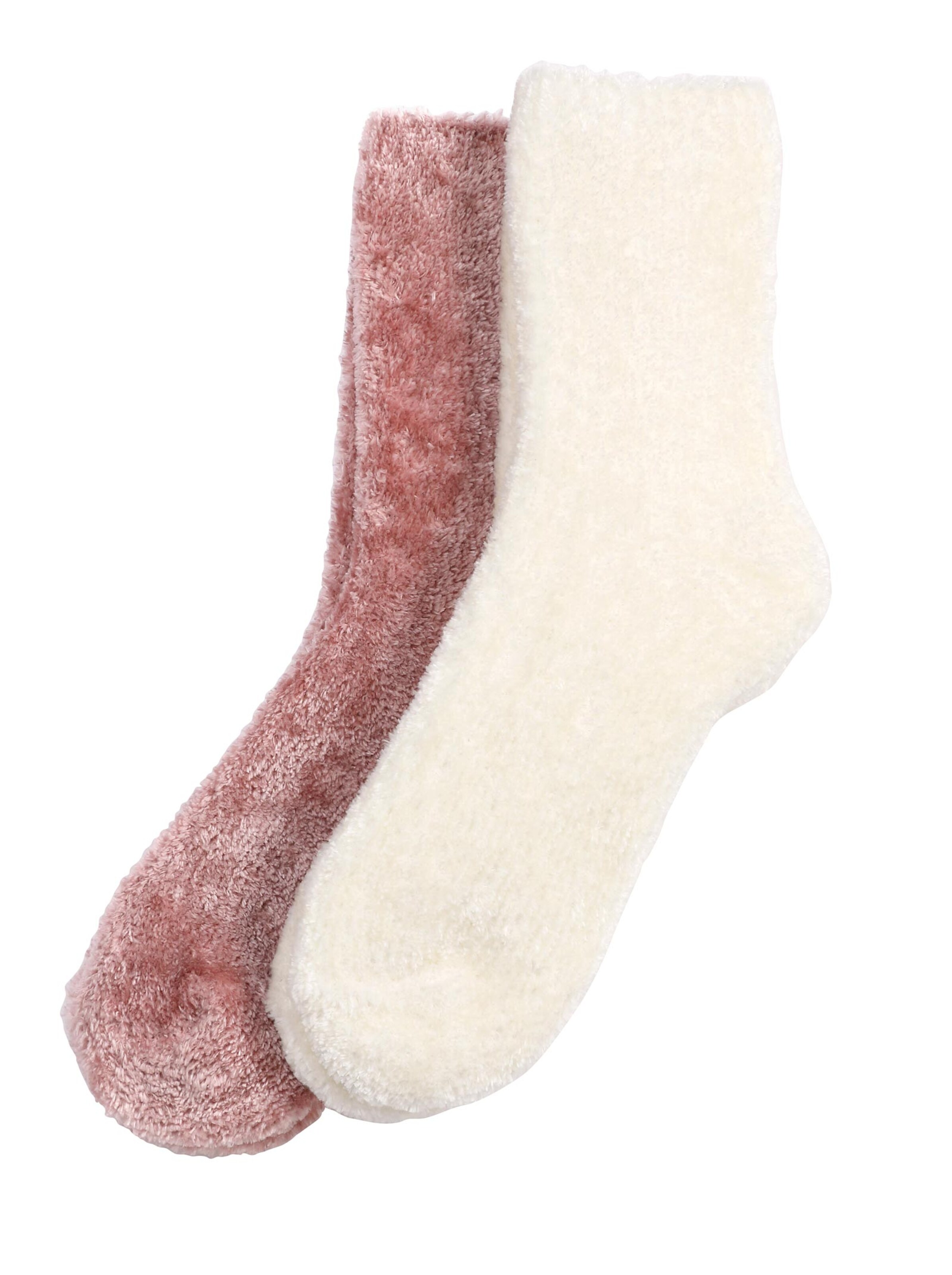 Kuschelsocken - ecru + altrosé