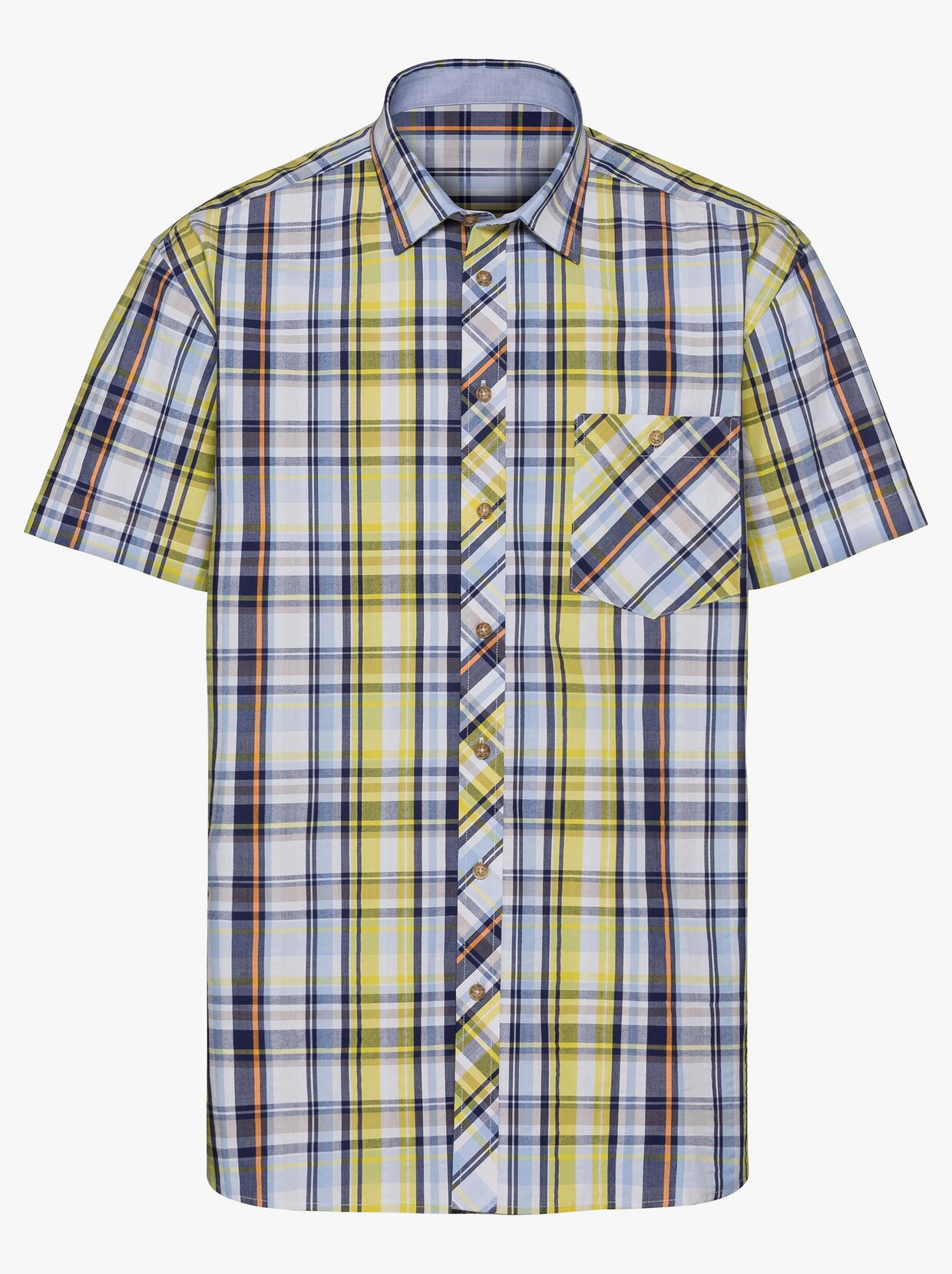 Marco Donati Hemd met korte mouwen - geel geruit