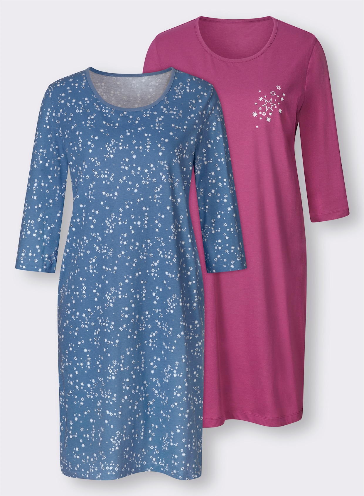 wäschepur Sleepshirts - mittelblau-ecru + erika-ecru