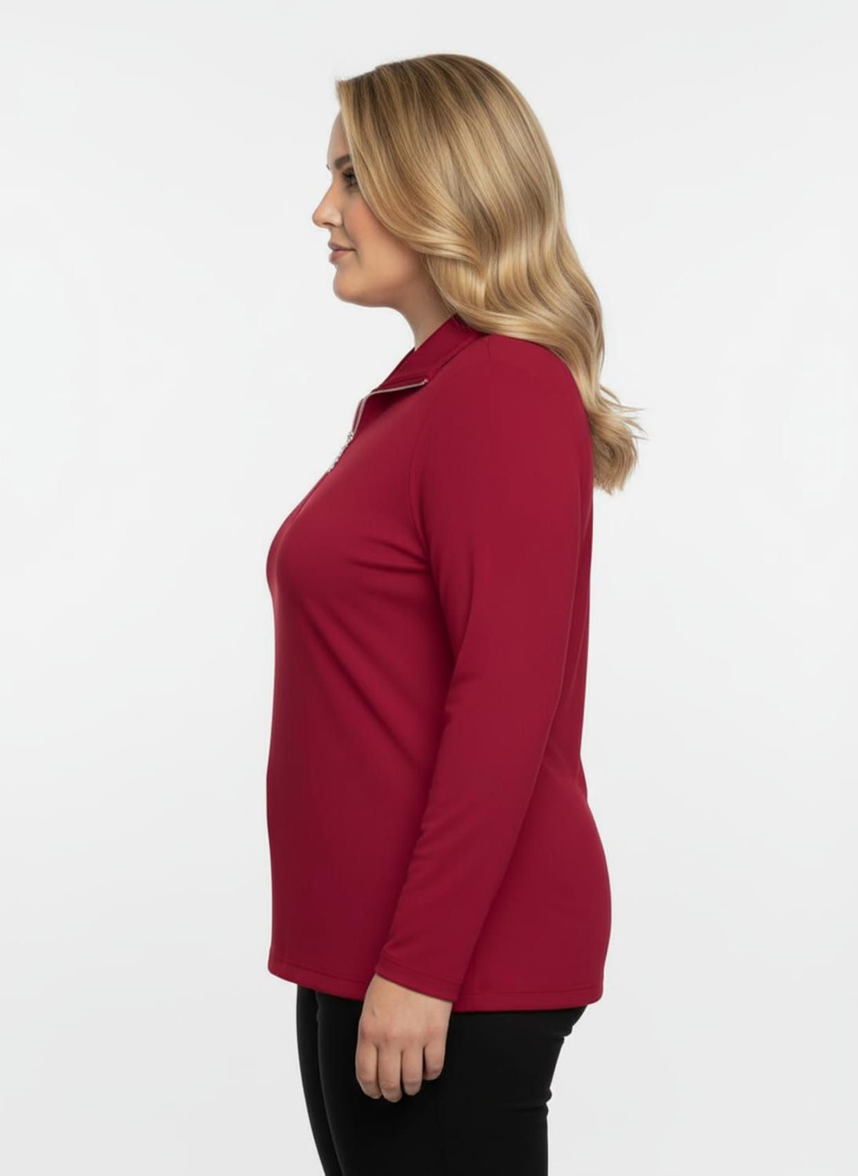 Langarmshirt mit Schneeflocken-Anhänger - rot