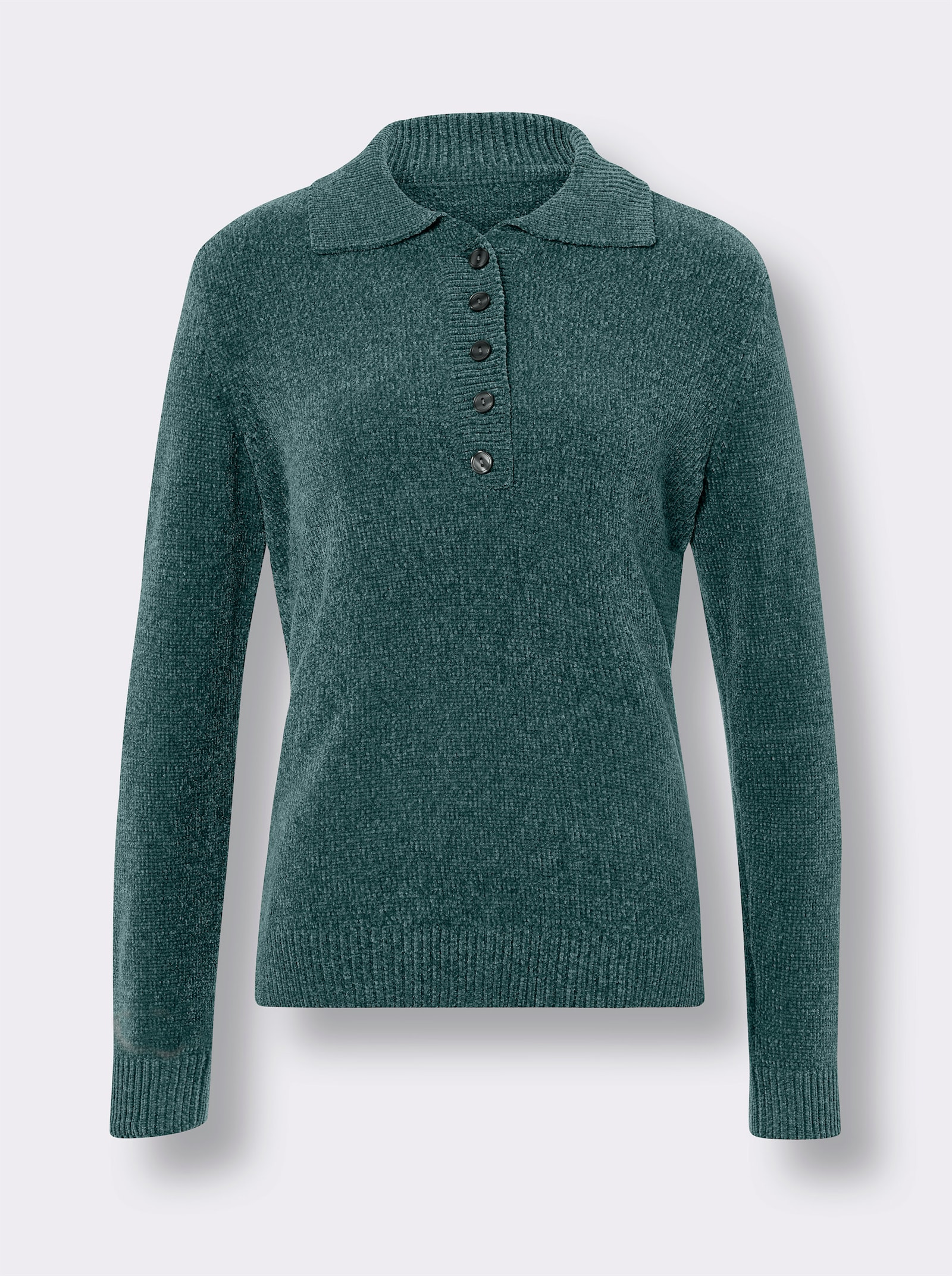 Polopullover aus Chenillegarn - grün