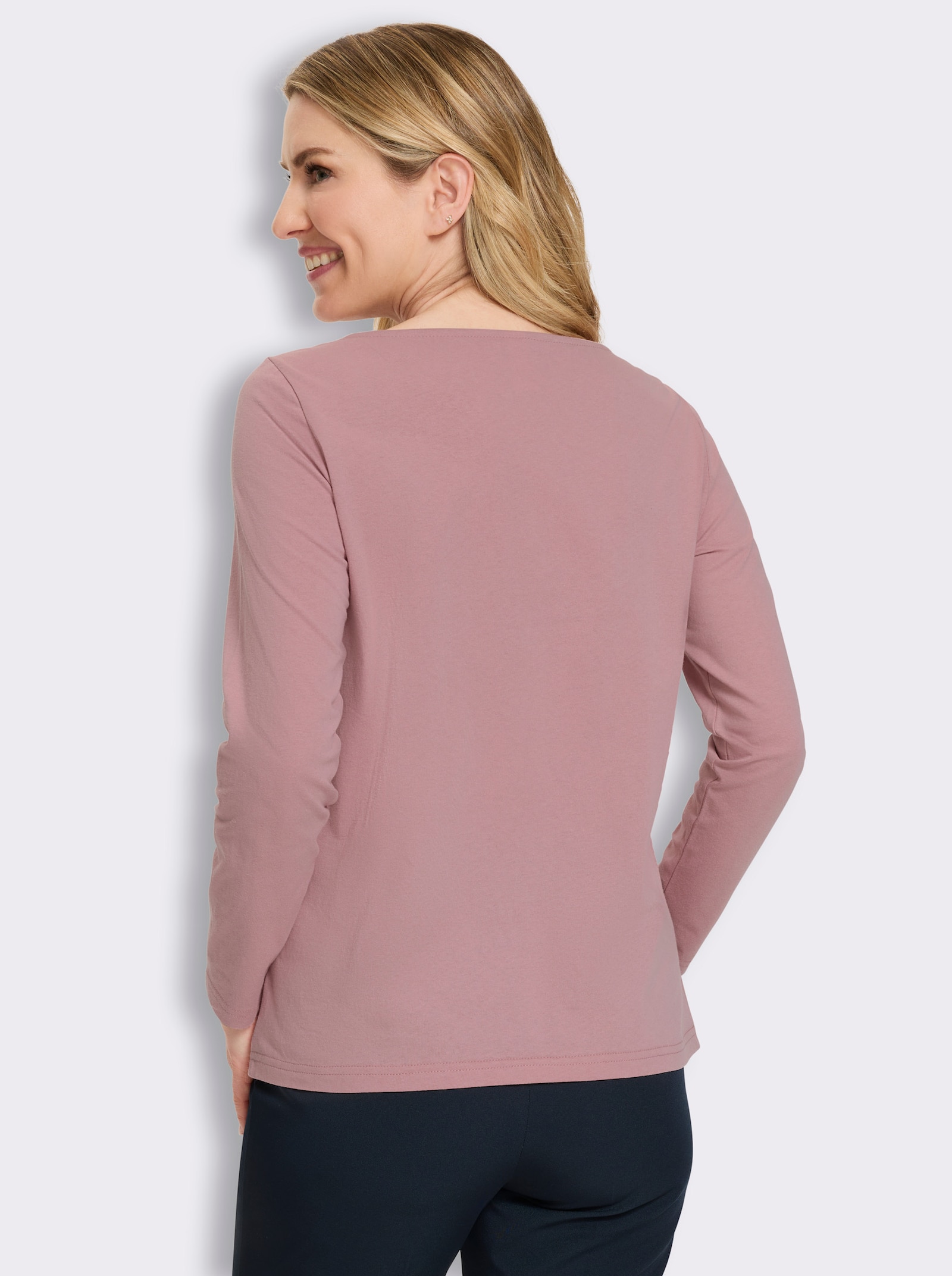 Langarmshirt mit Glitzersteinchen - hortensie