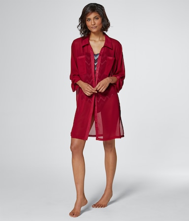 feel good Strandbluse mit krempelbaren 3/4-Ärmeln - rot