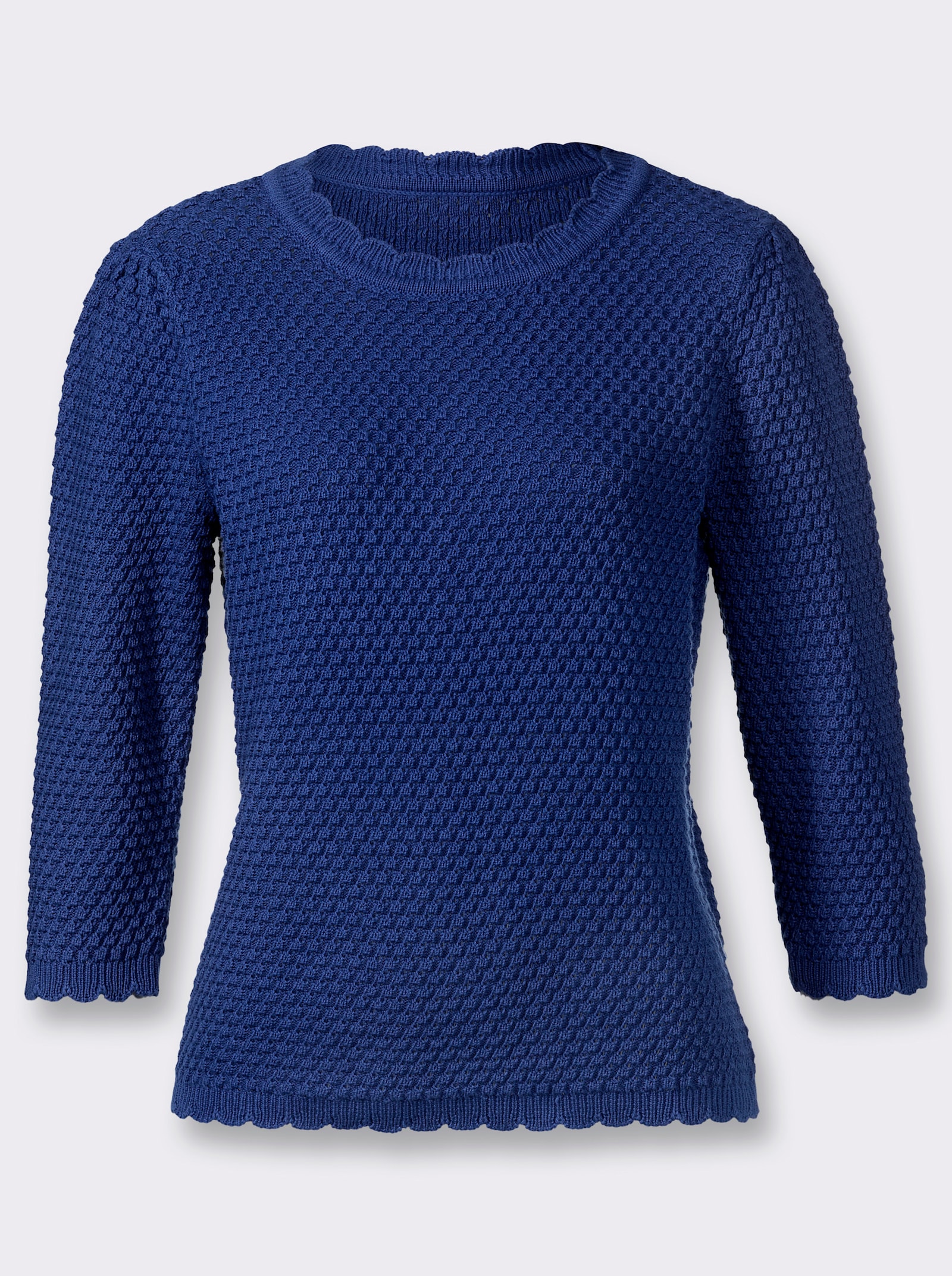 3/4-Arm-Pullover mit Struktur-Strickmuster - royalblau