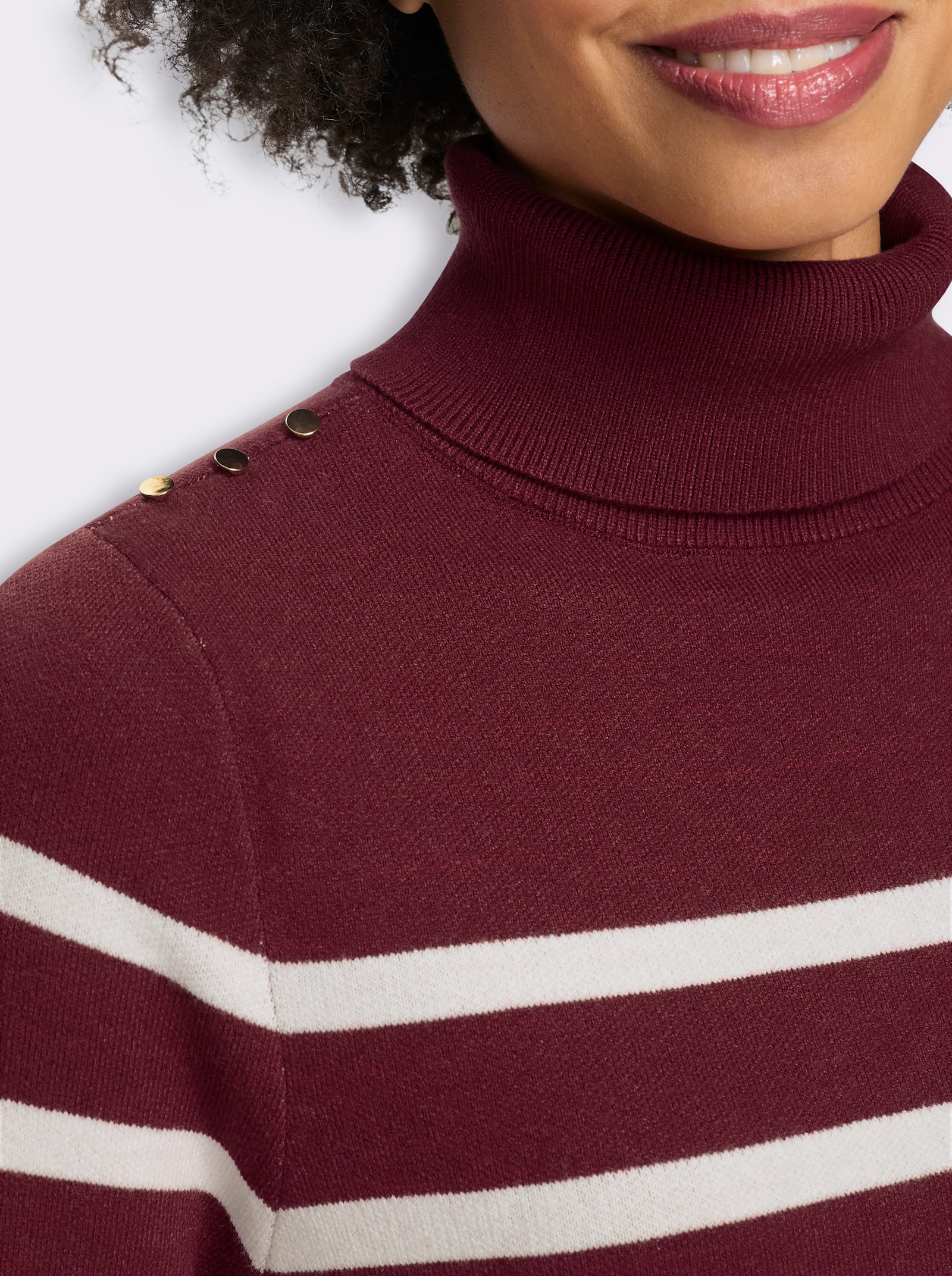 heine Strickkleid mit Ringelmuster - bordeaux-ecru-gestreift