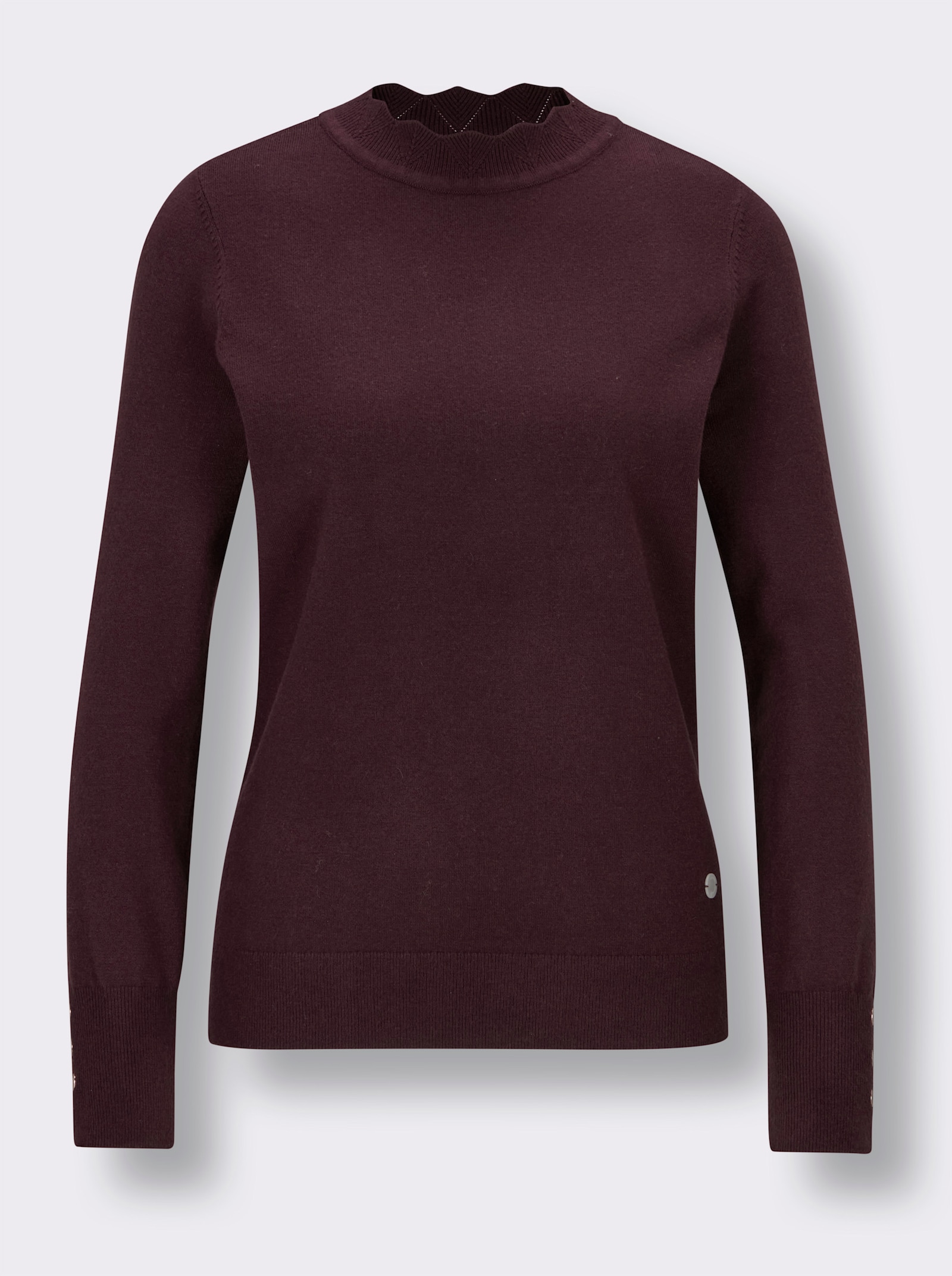 CREATION L PREMIUM Langarm-Pullover mit gebogtem Saum - burgund