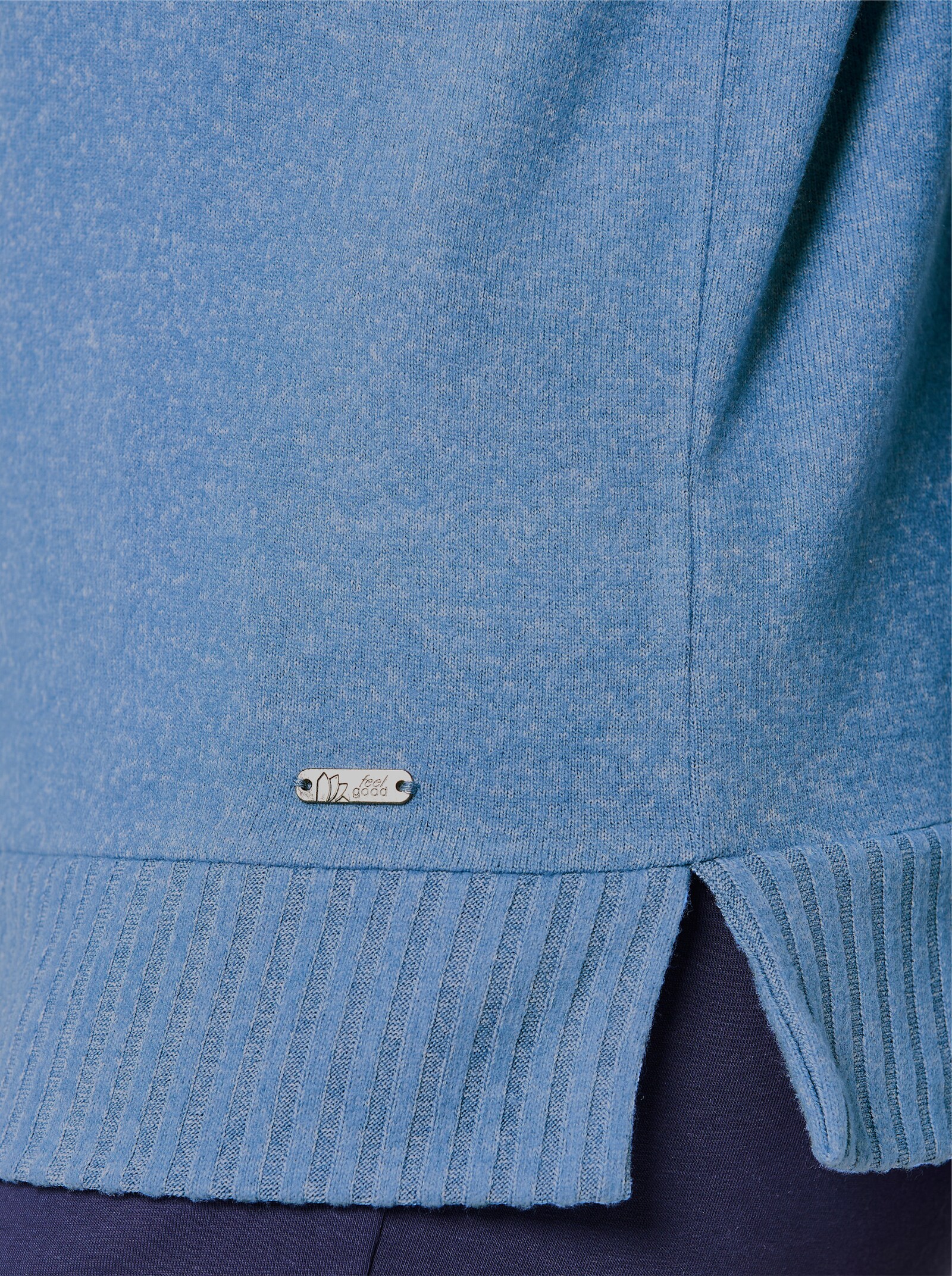 Langarmshirt - mittelblau-meliert