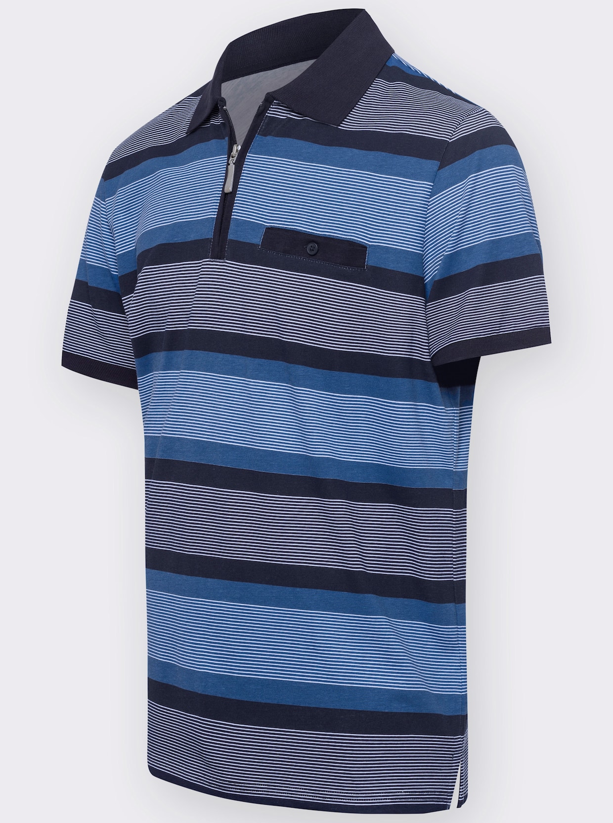 Poloshirt - marine-jeansblau-gestreift