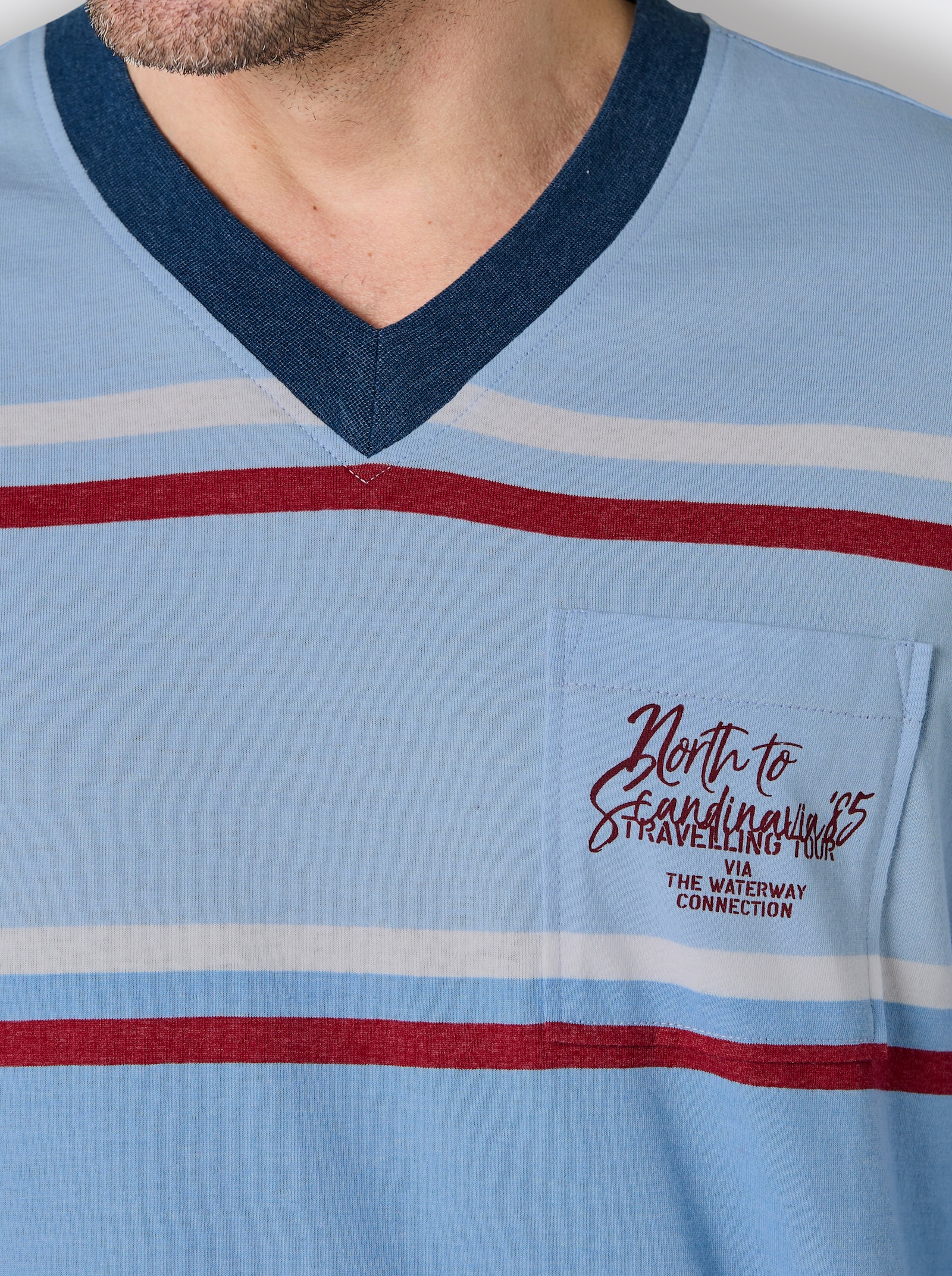 wäschepur men Schlafanzug - dunkelblau-eisblau-gestreift