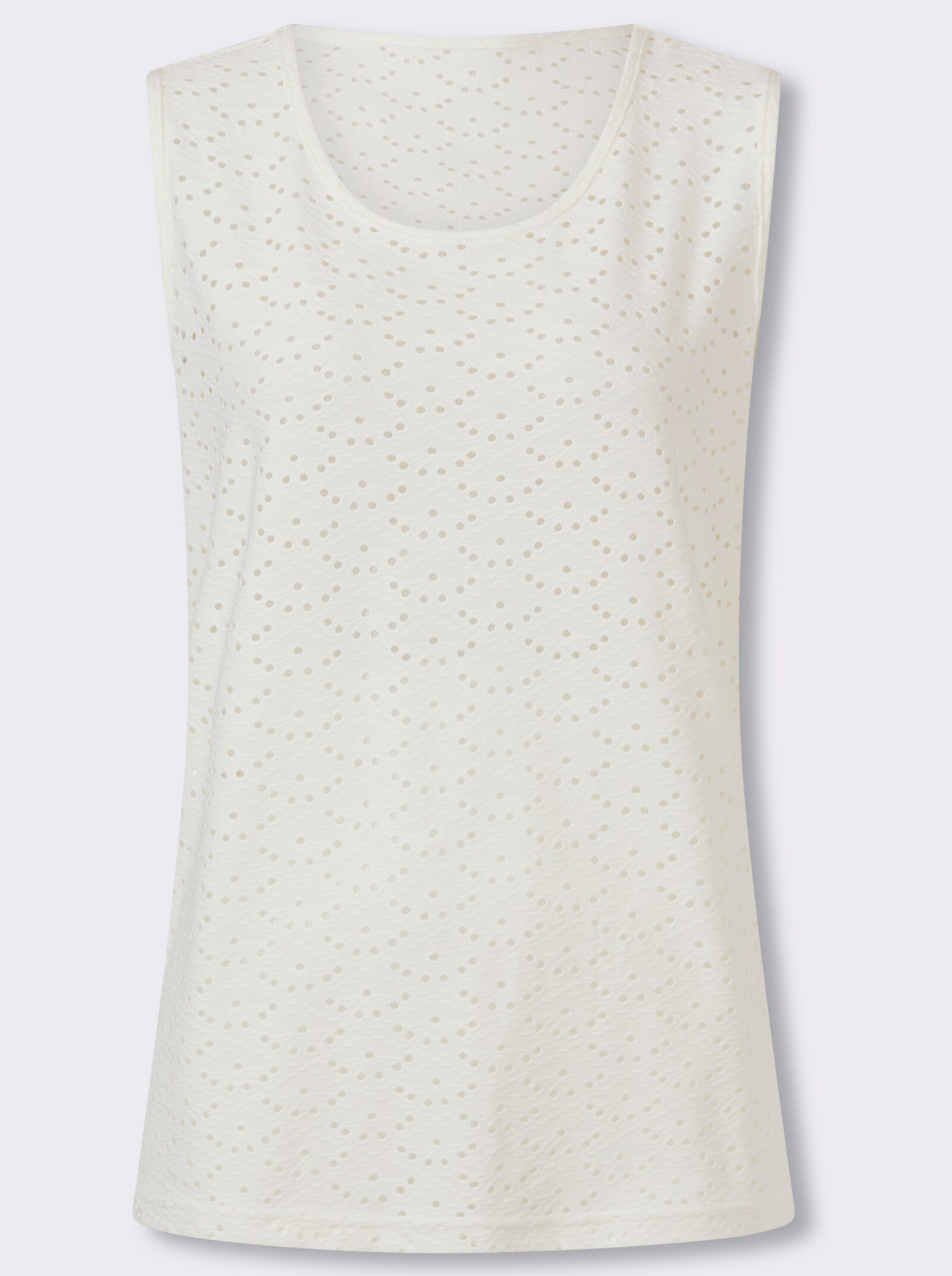 Shirttop mit Ajour-Lochmuster - ecru