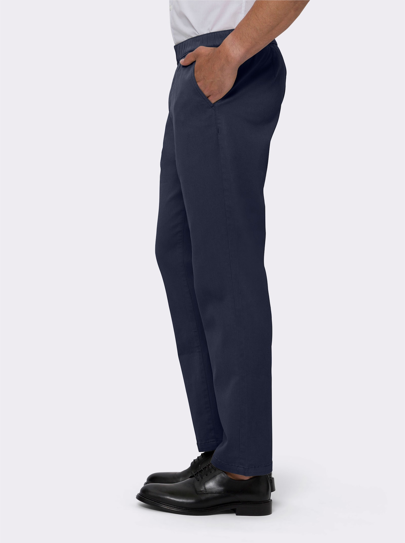 Comfortjeans met gestileerde ritssluitingoverslag - marine