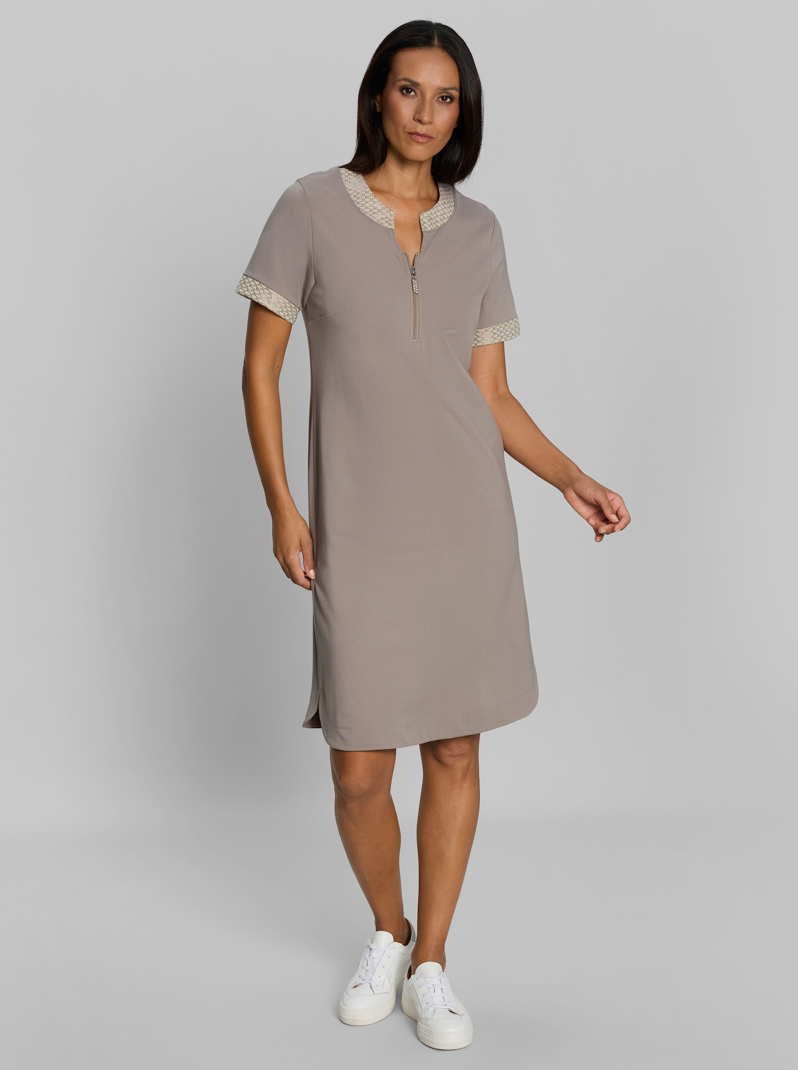 heine Jerseykleid mit Foliendruck - taupe