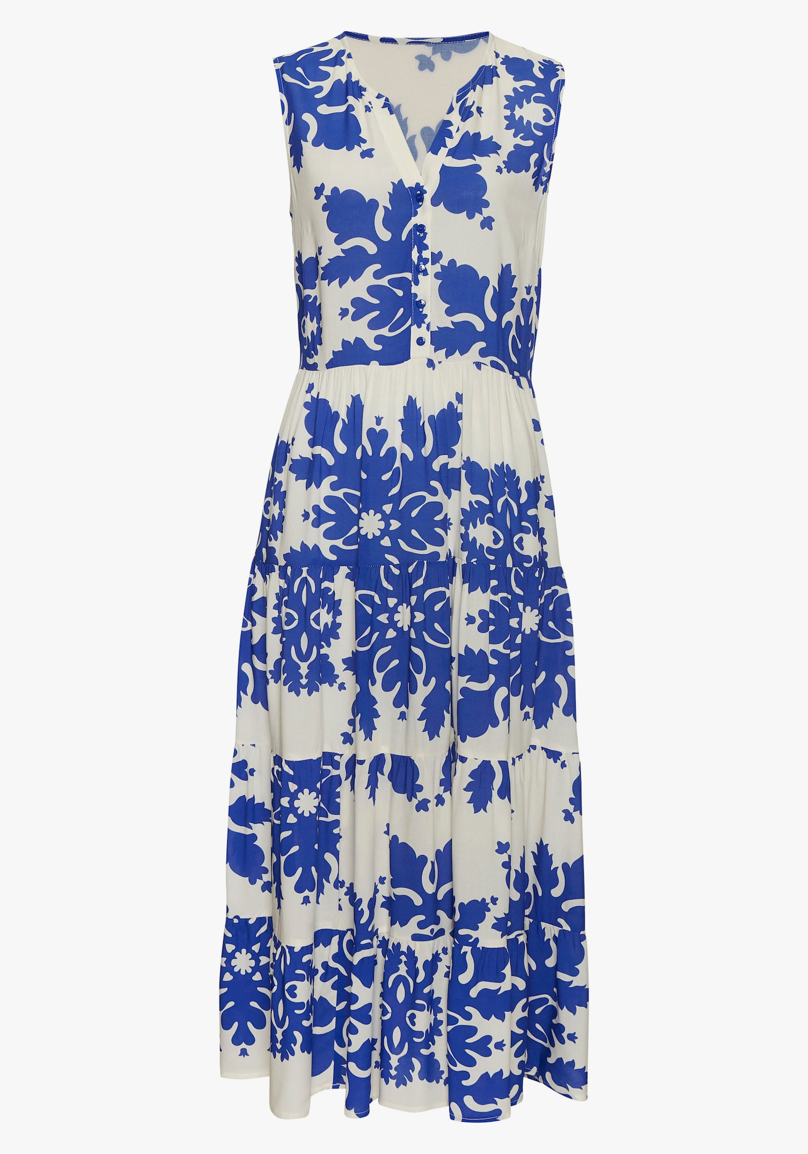 Vivance Maxikleid - creme-blau bedruckt