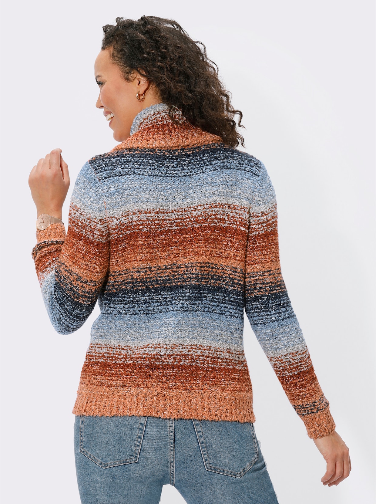 Pullover - papaya-bleu-gemustert