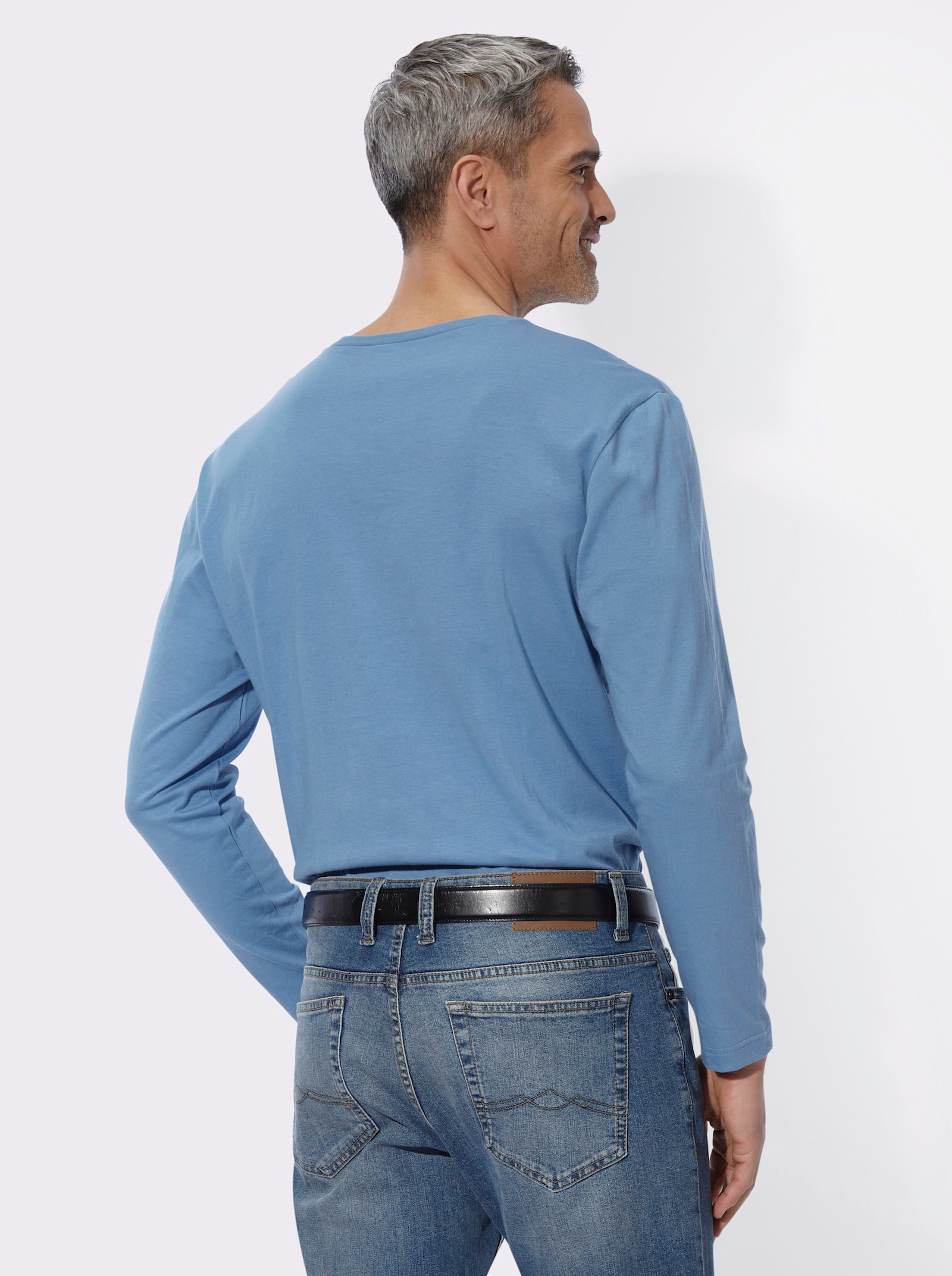 Langarmshirt mit Druckmotiv - mittelblau