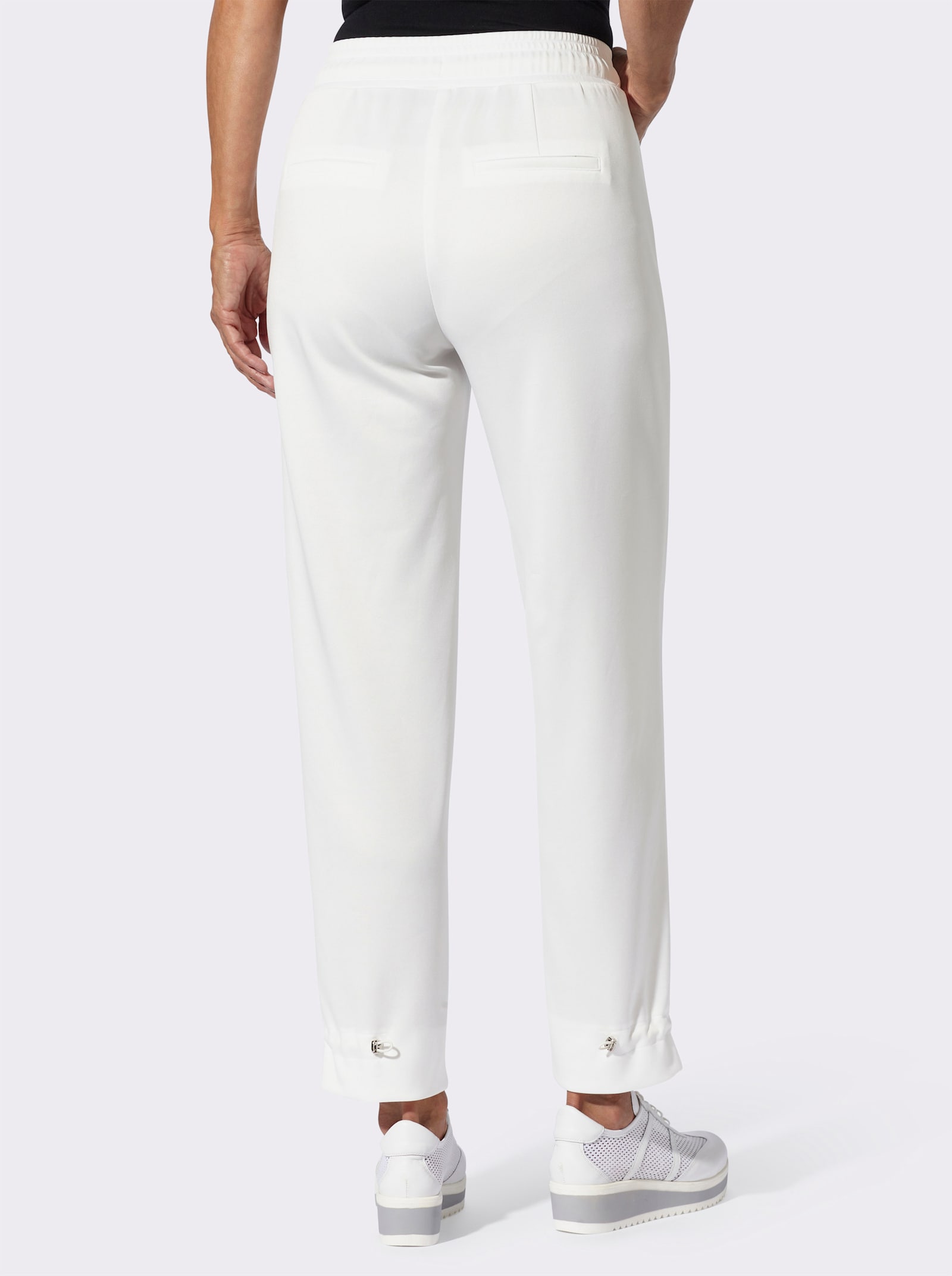 Jerseybroek met verstelbaar tunnelkoord op de zoom - wit