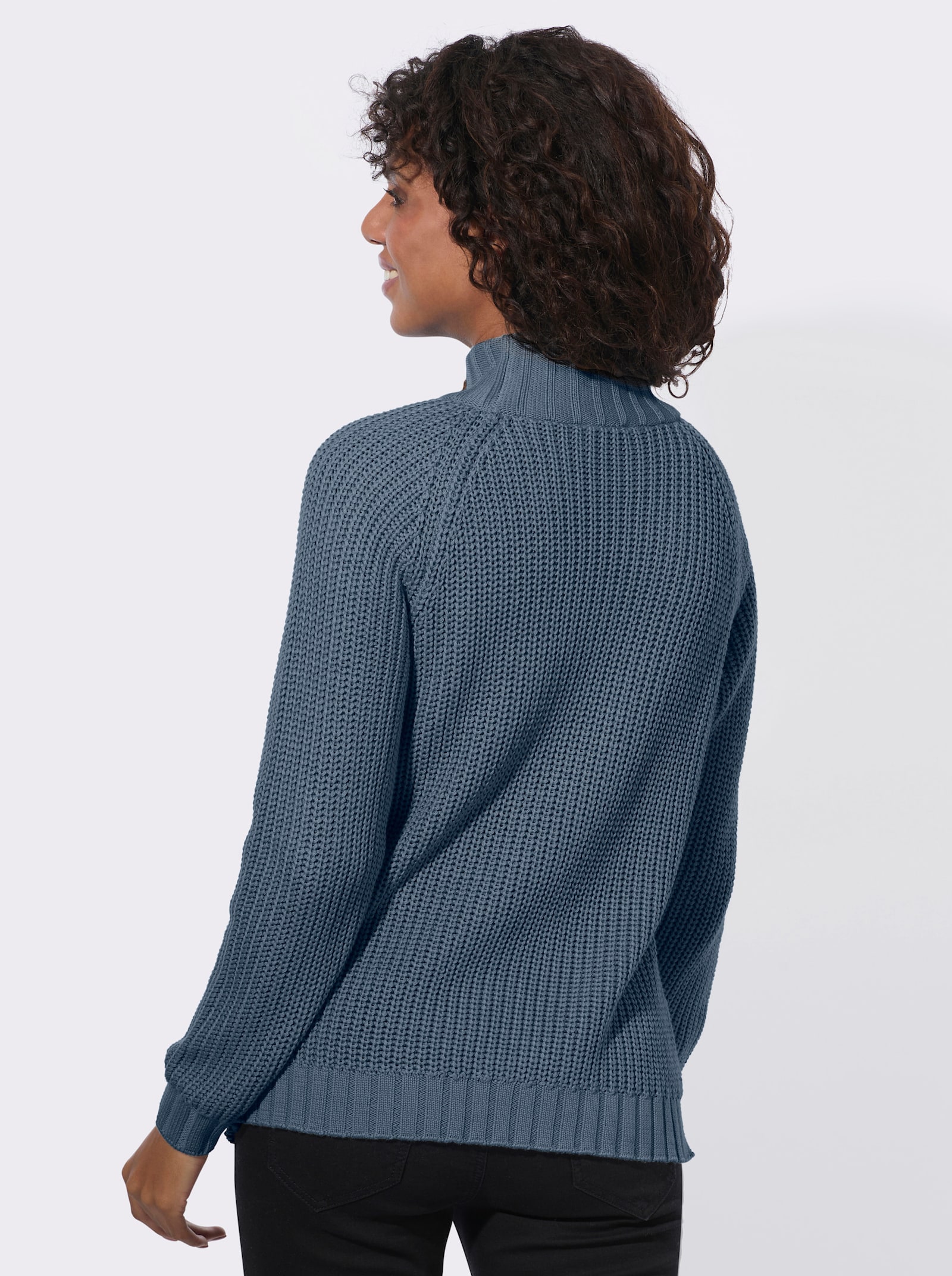Stehkragenpullover mit Raglan-Ärmel - rauchblau